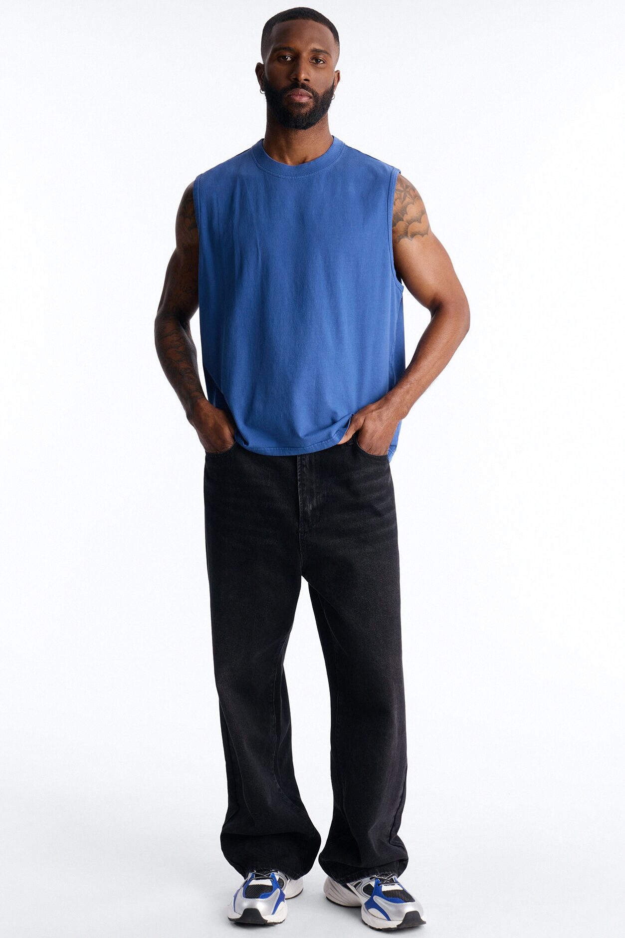 Cropped Muscle Tee - Blue