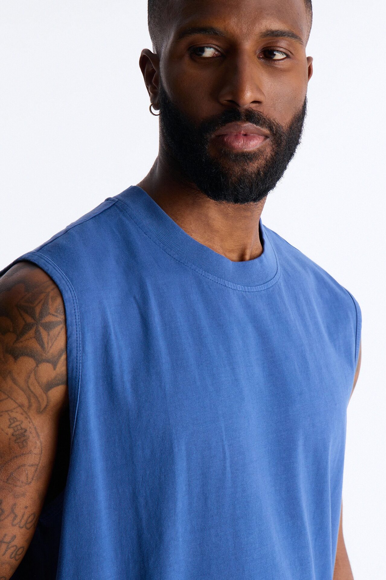 Cropped Muscle Tee - Blue
