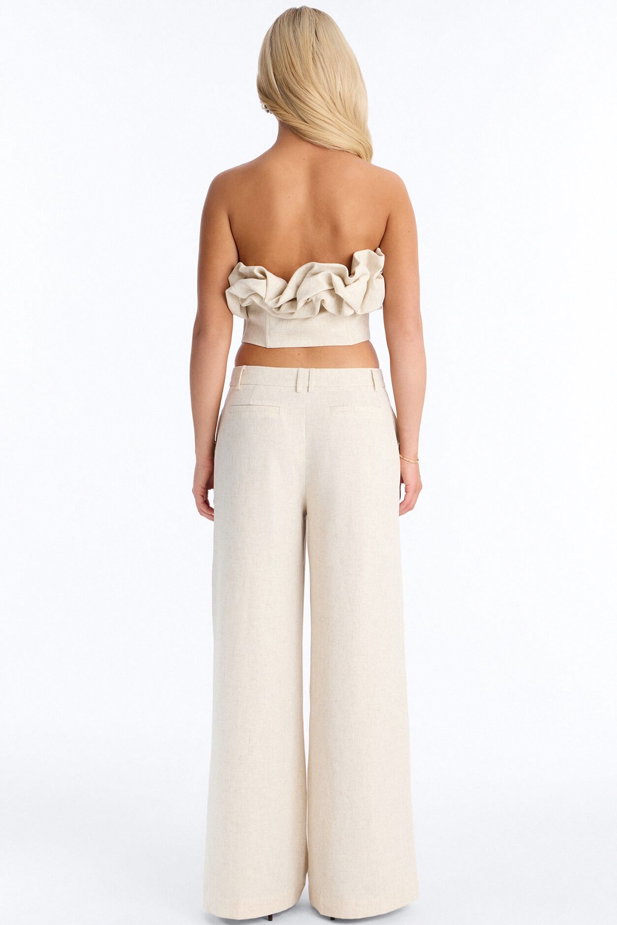 Linen Bloom Corset Top - Natural