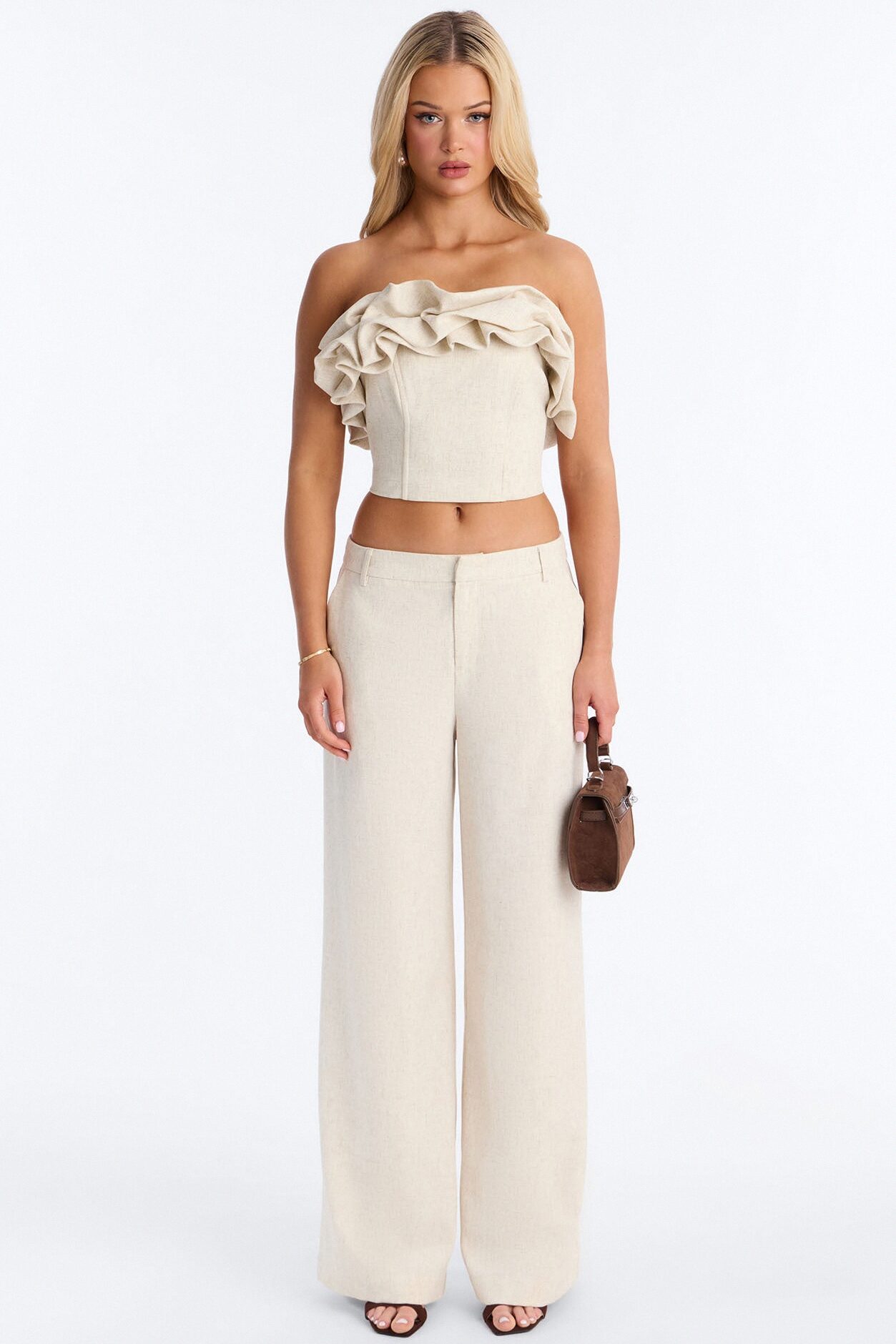 Linen Bloom Corset Top - Natural