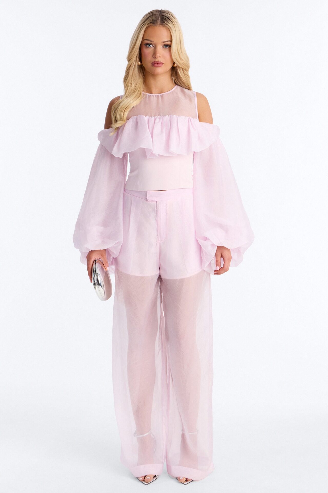 Blossom Organza Trousers - Light Pink