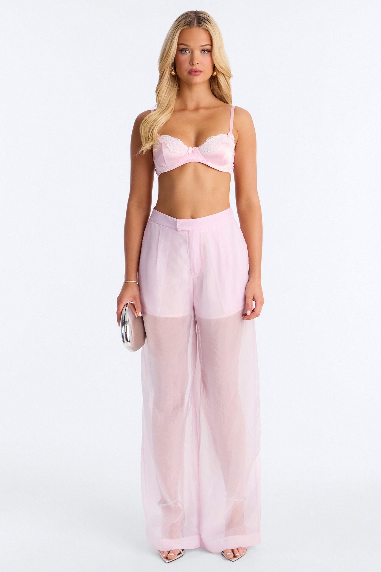 Blossom Organza Trousers - Light Pink