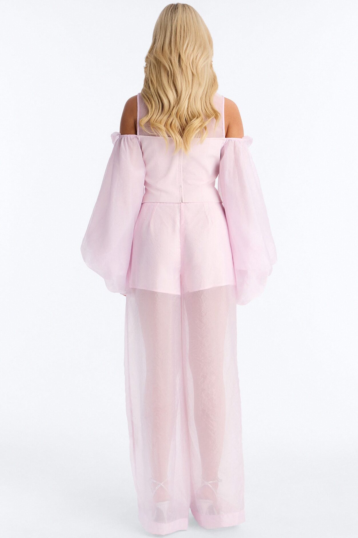 Blossom Organza Long Sleeve Top - Light Pink