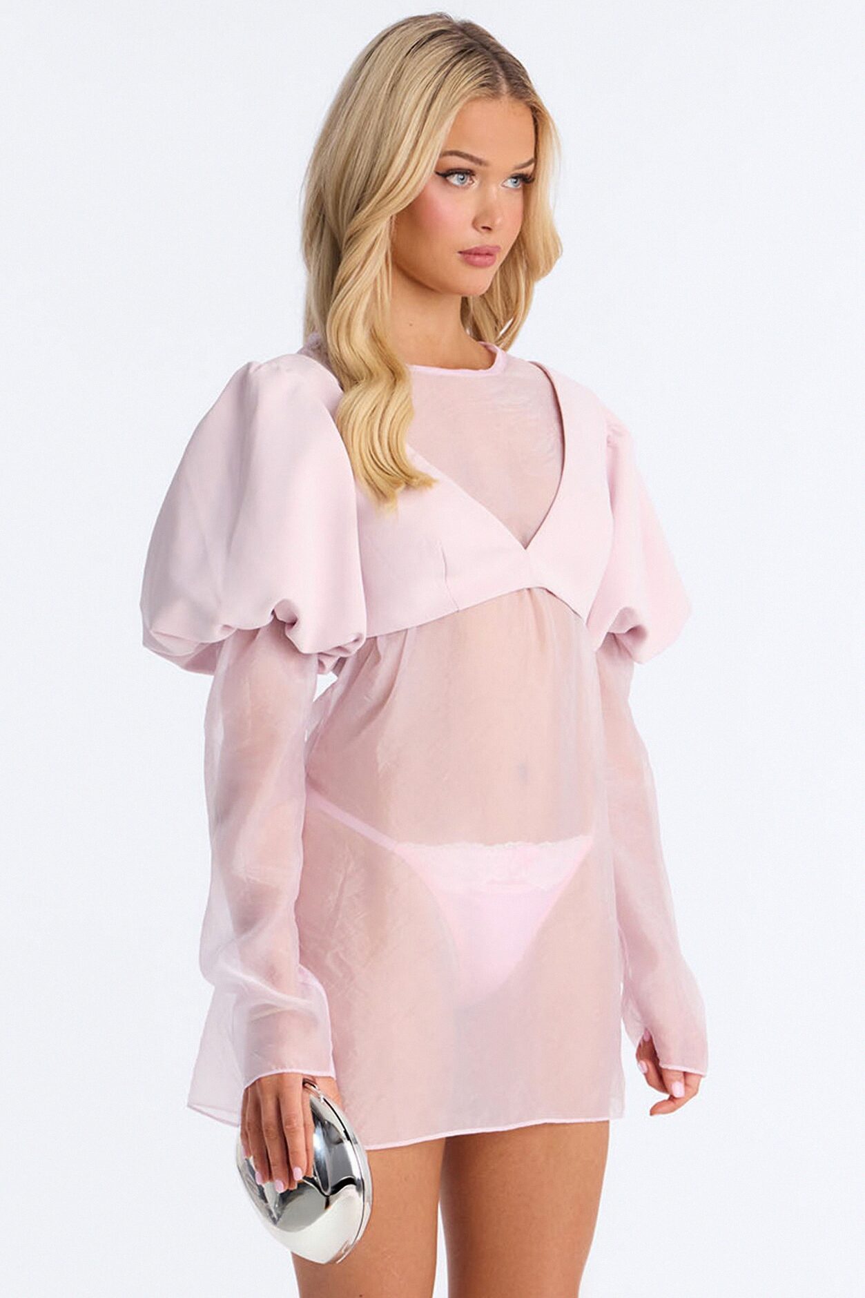 Blossom Organza Mini Dress - Light Pink