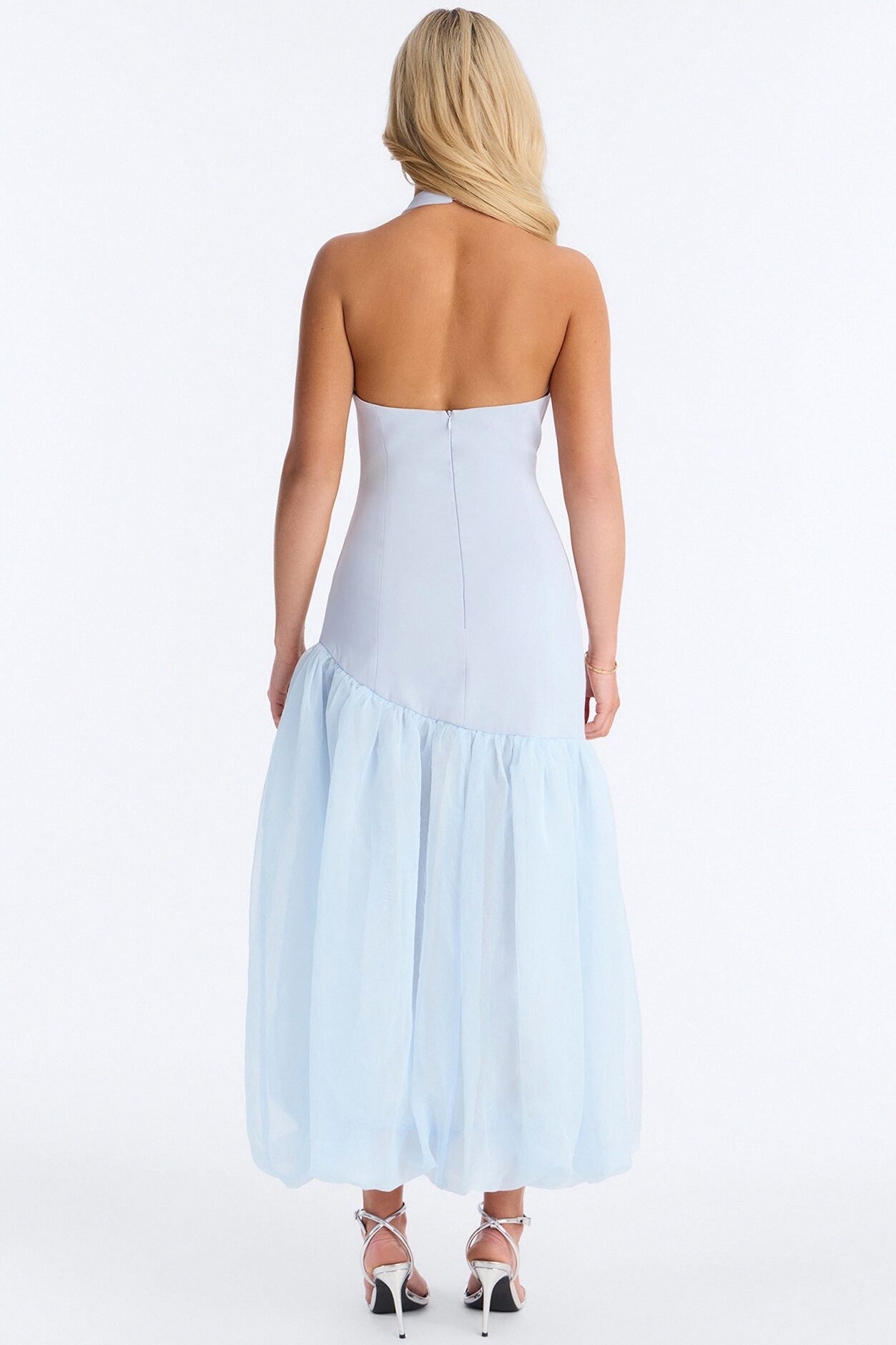 Blossom Organza Midi Dress - Light Blue