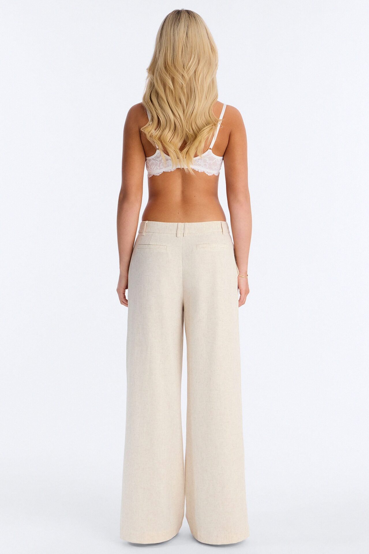 Linen Bloom Straight Leg Trousers - Natural