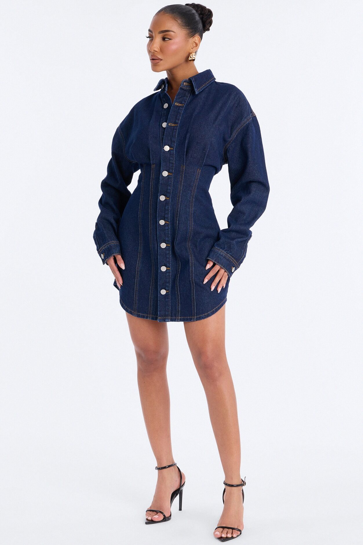 Alessandra Denim Mini Dress - Dark Wash