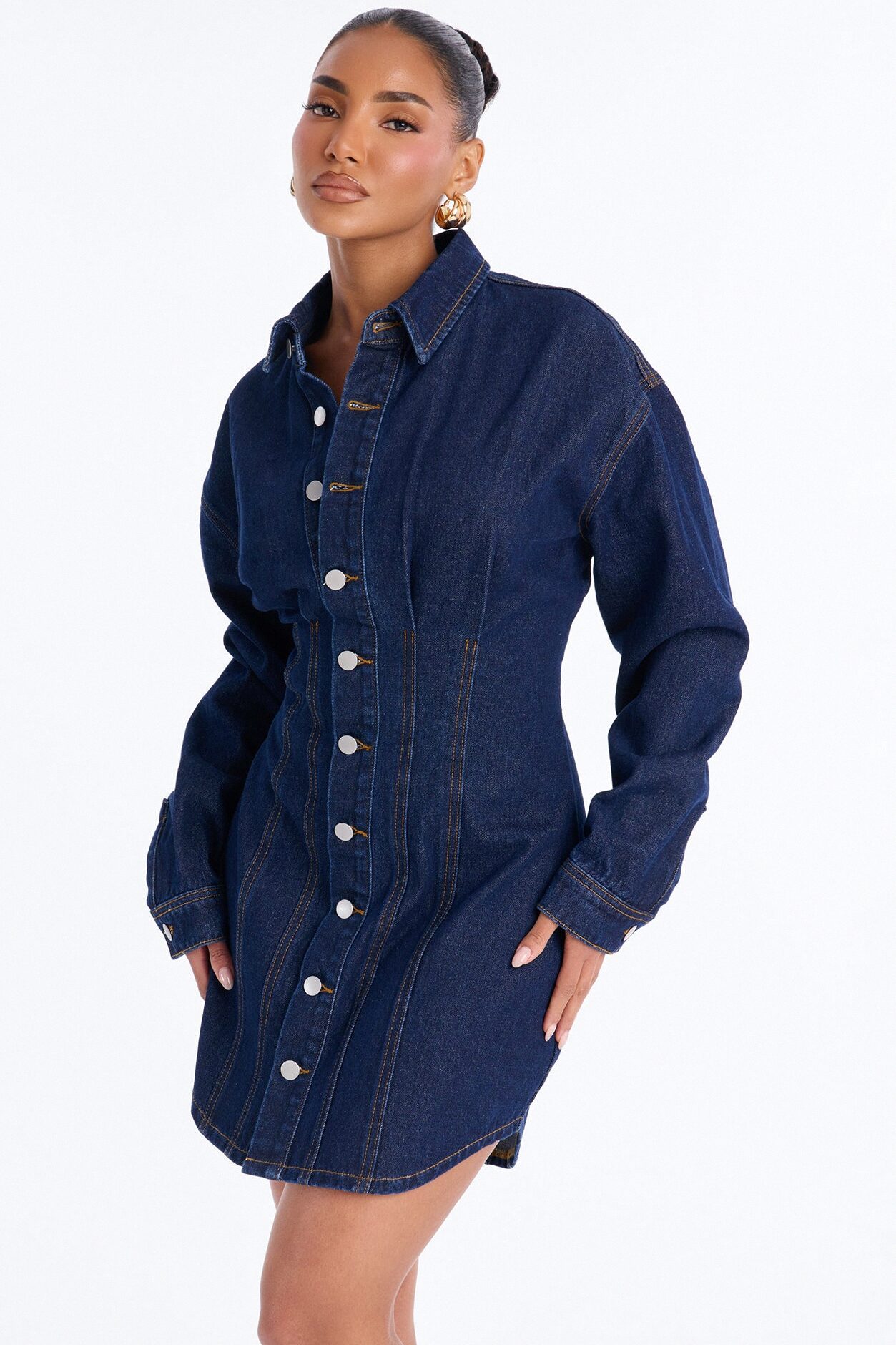 Alessandra Denim Mini Dress - Dark Wash
