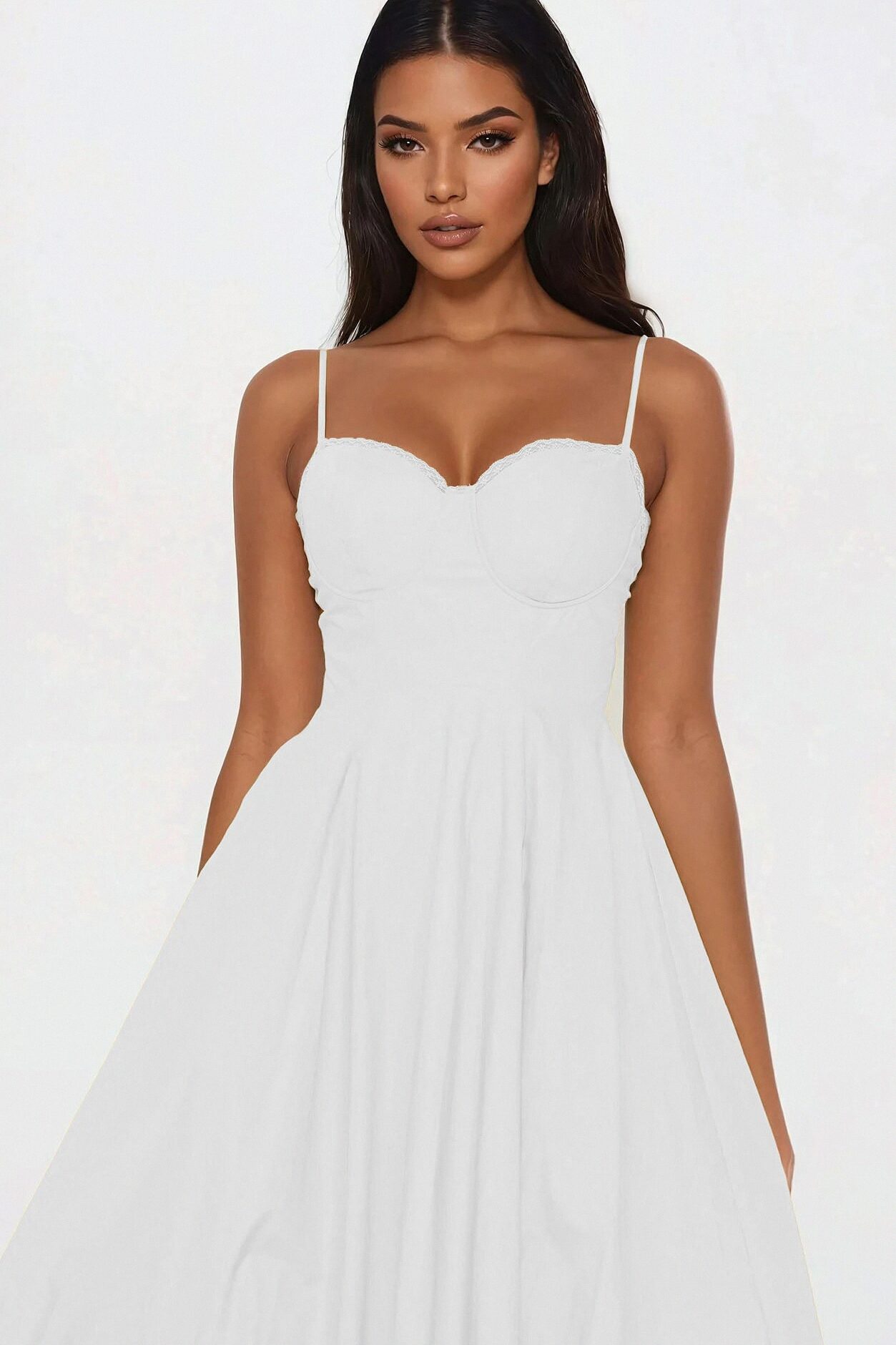 Daya Corset Poplin Midi Dress - White