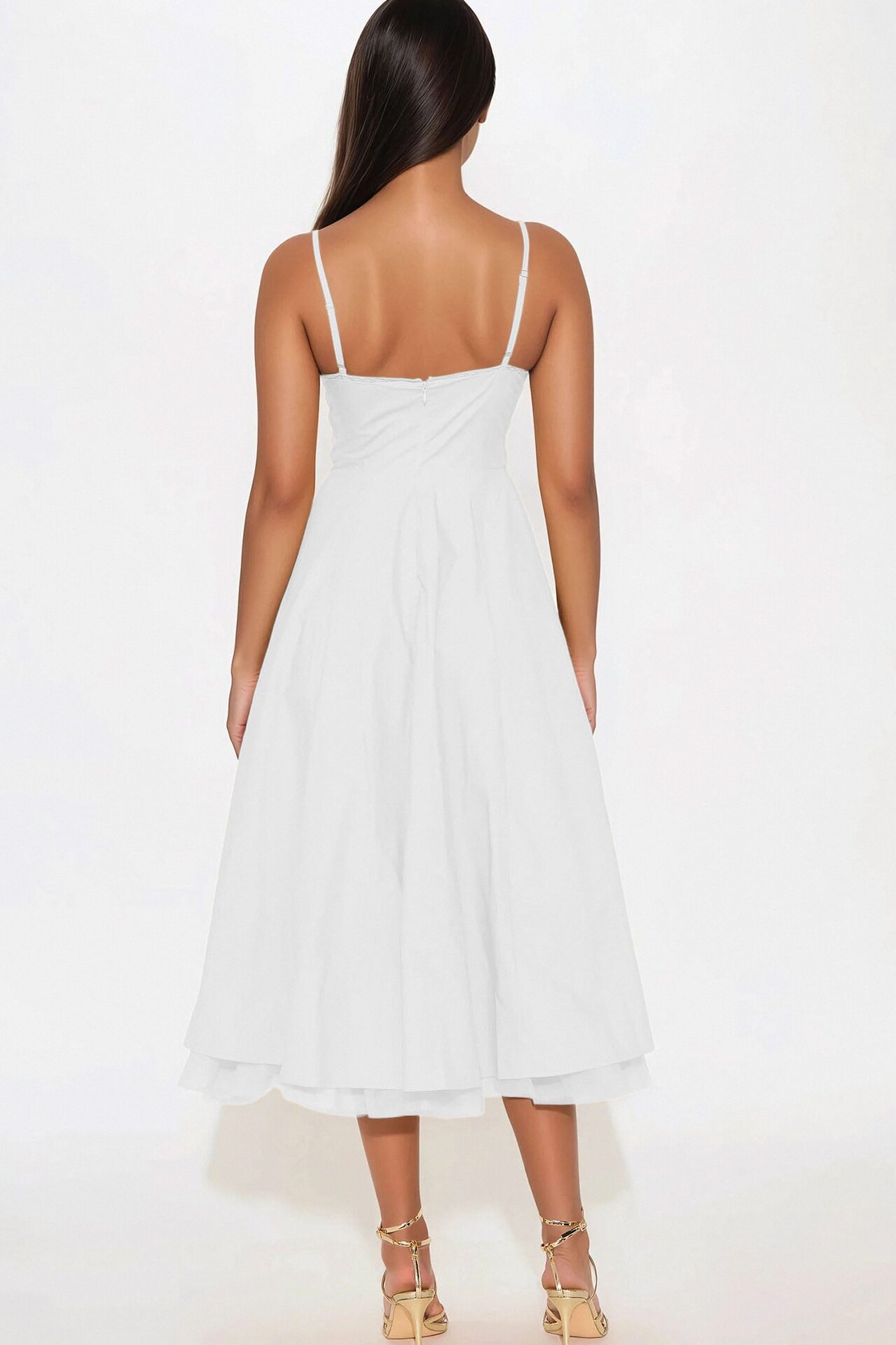Daya Corset Poplin Midi Dress - White