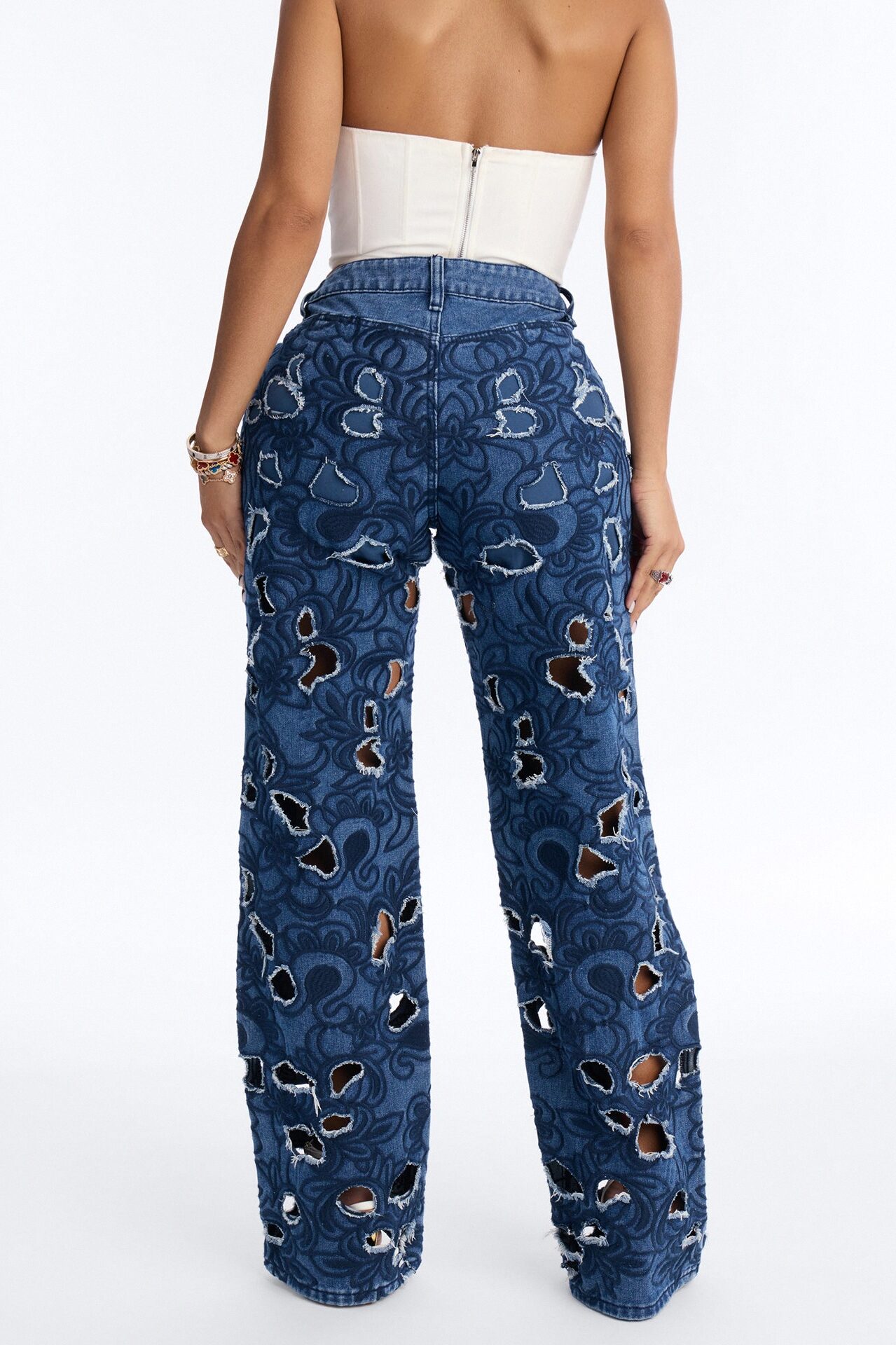 Crawley Broderie Cut Out Denim Jeans - Dark Wash