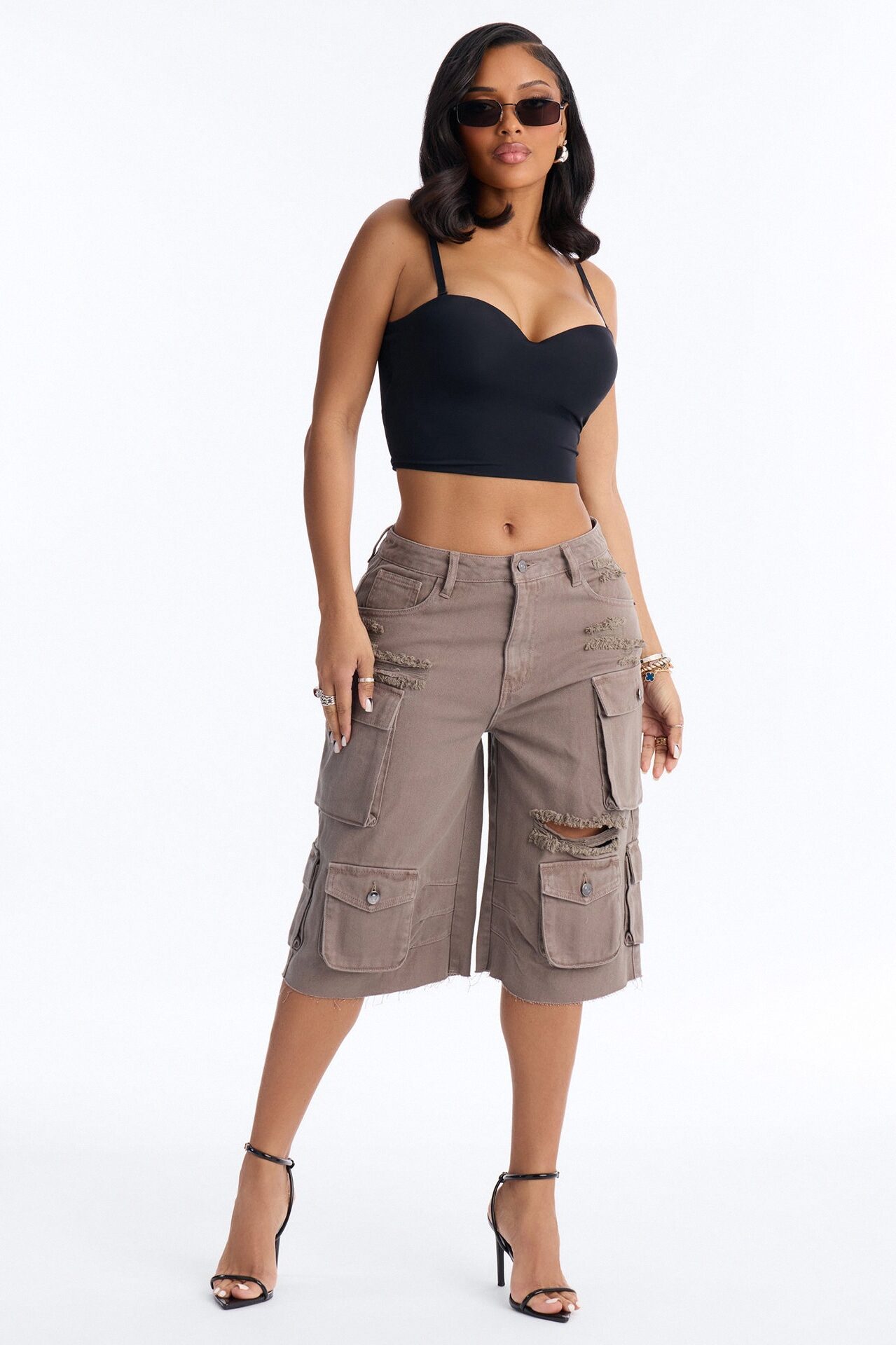 Don't Make Me Wait Cargo Bermuda Short - Charcoal
