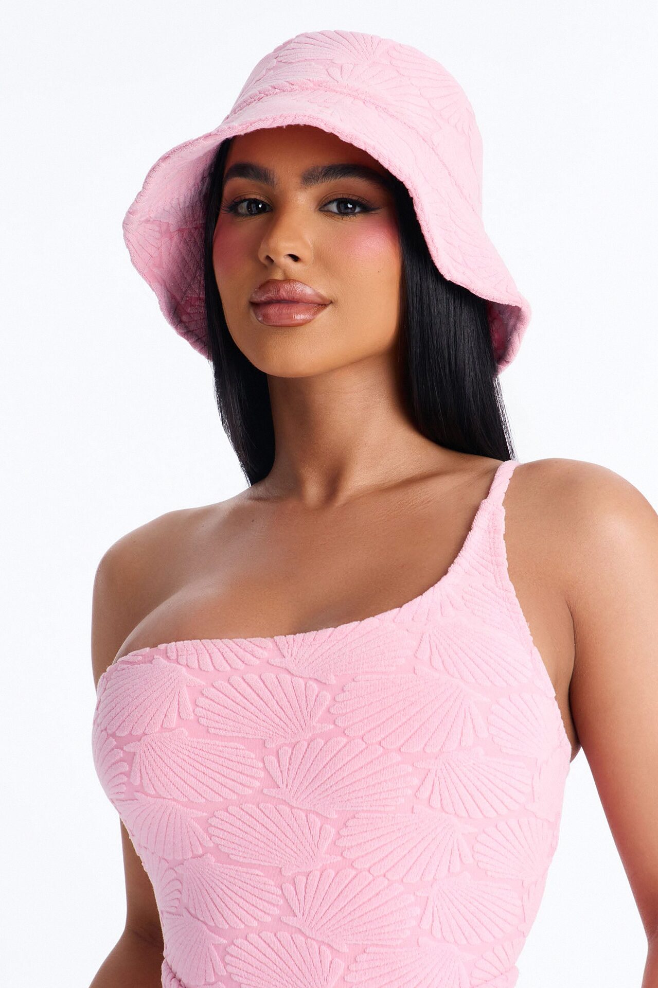 Danielle Terry Cloth 3 Piece Swim Short Set - Light Pink