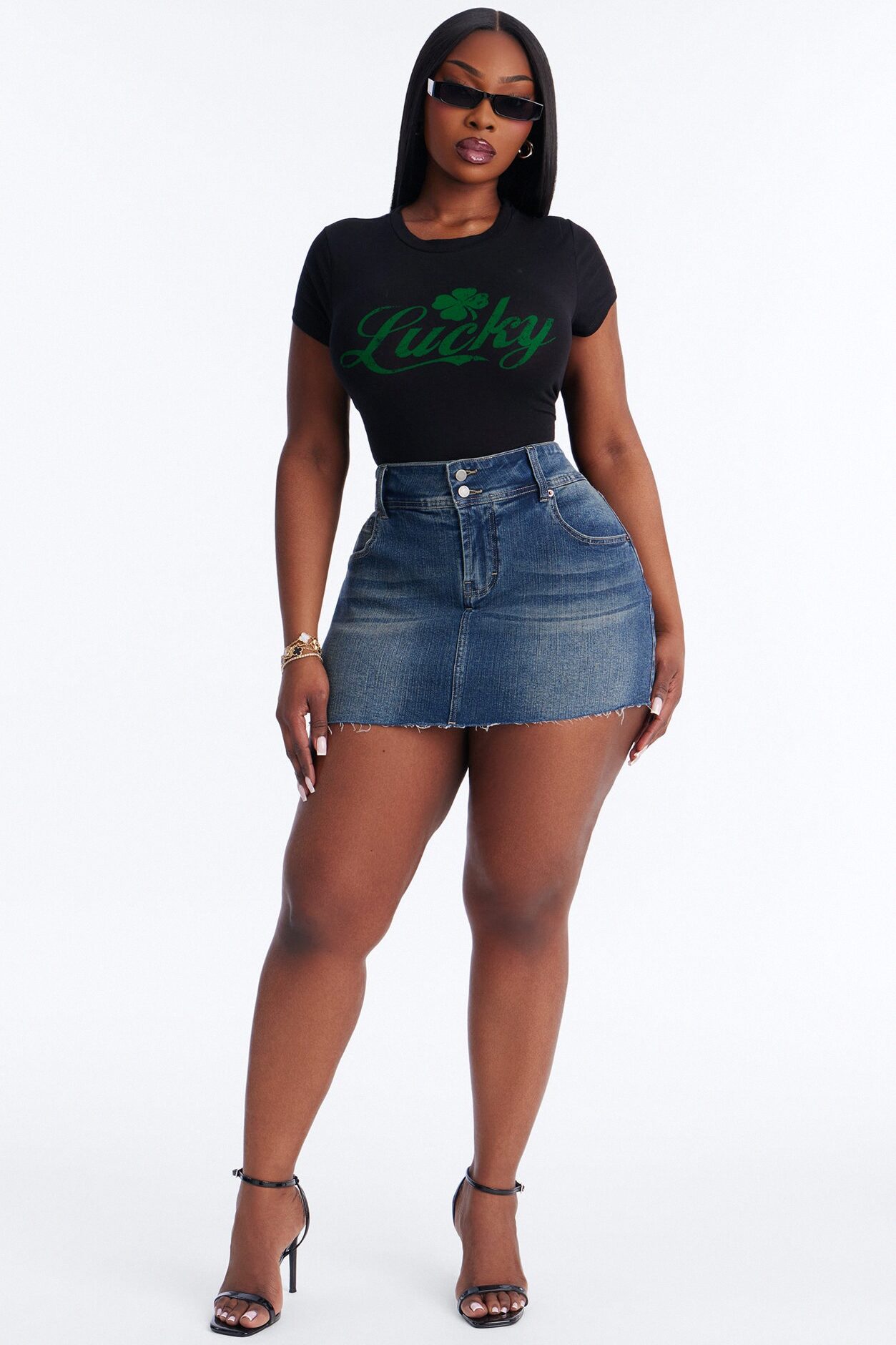 Lucky Girl Baby Tee - Black