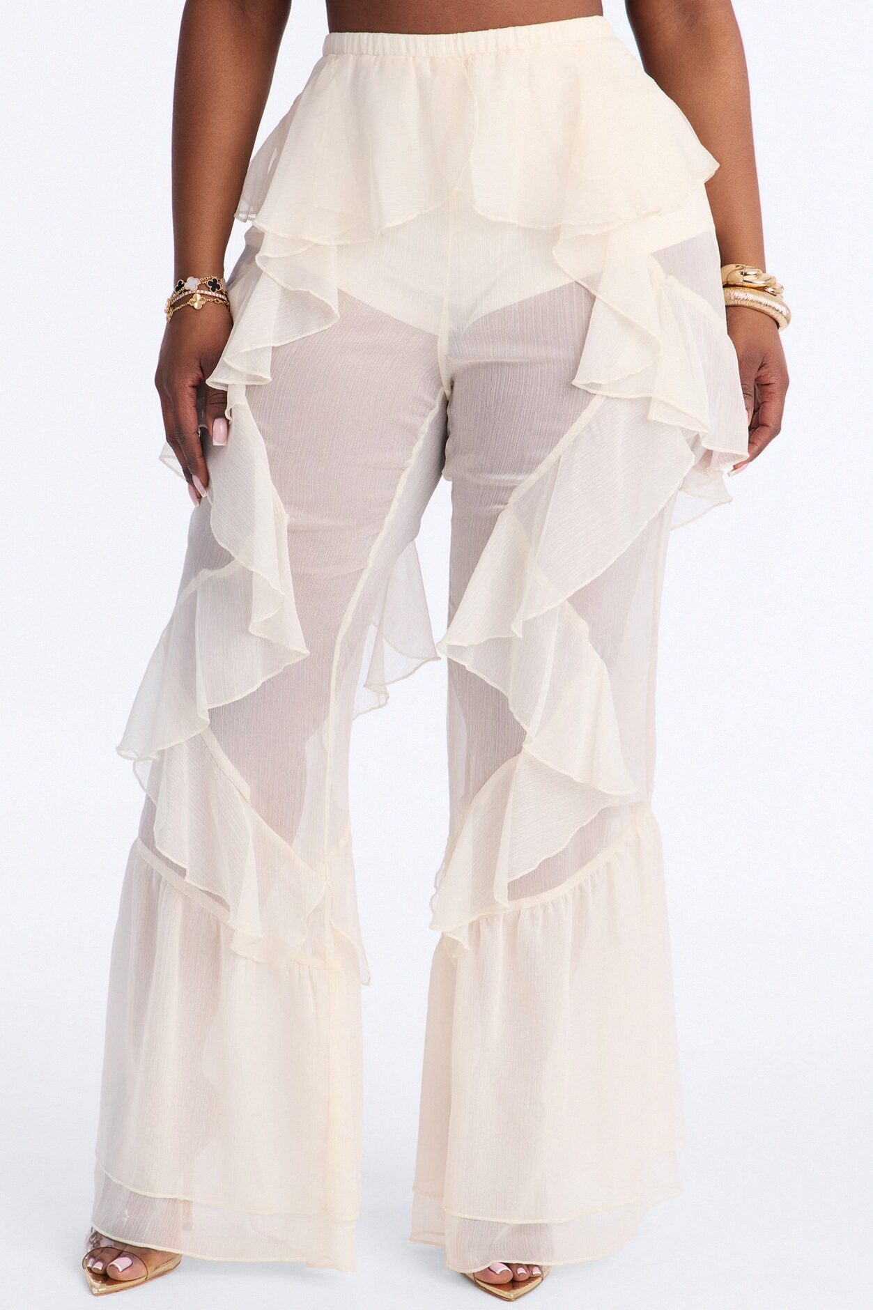 Twisted Rules Ruffle Flare Pant 33″ - Ivory