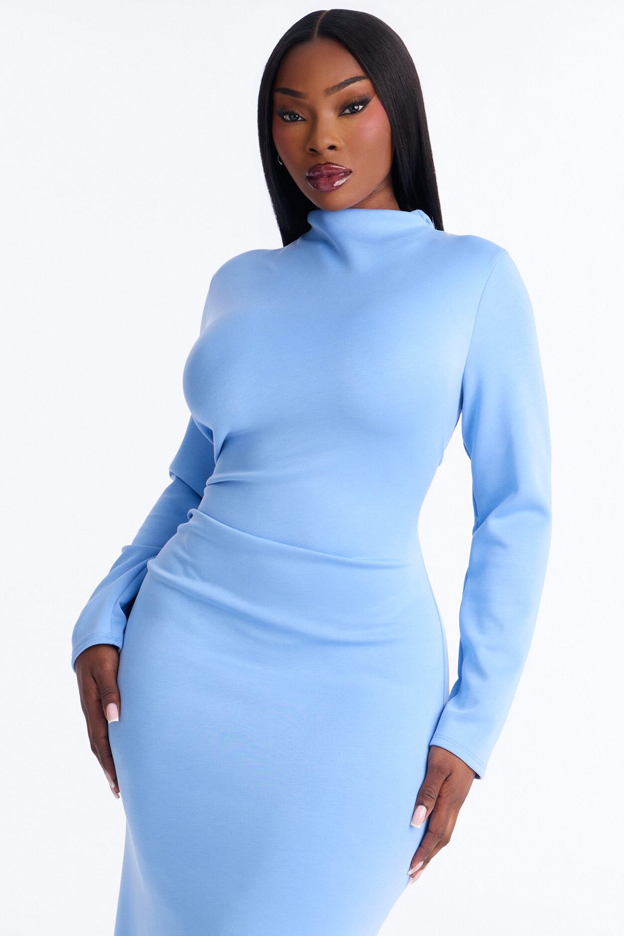 Theresa Long Sleeve Midi Dress - Blue