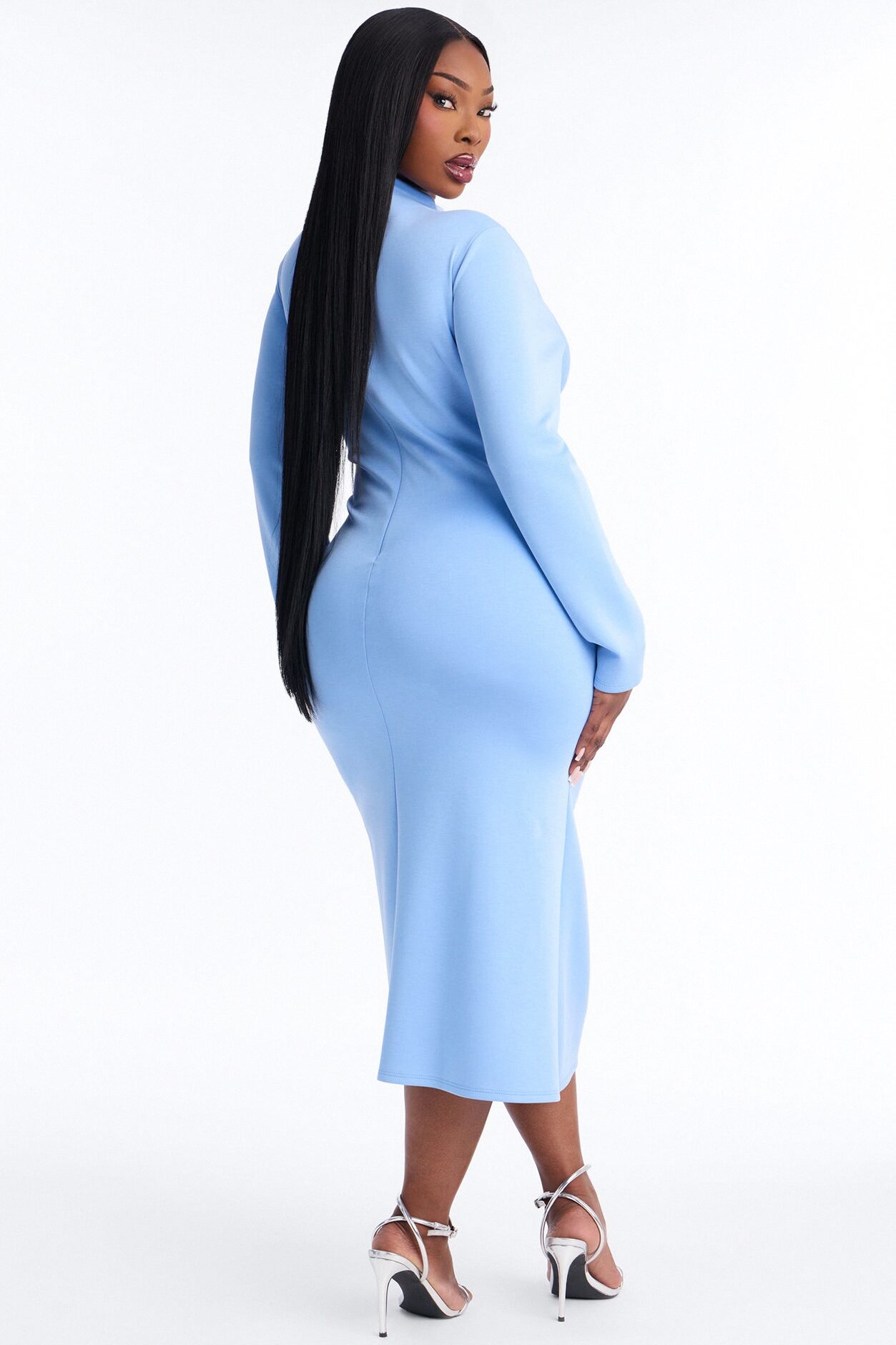 Theresa Long Sleeve Midi Dress - Blue