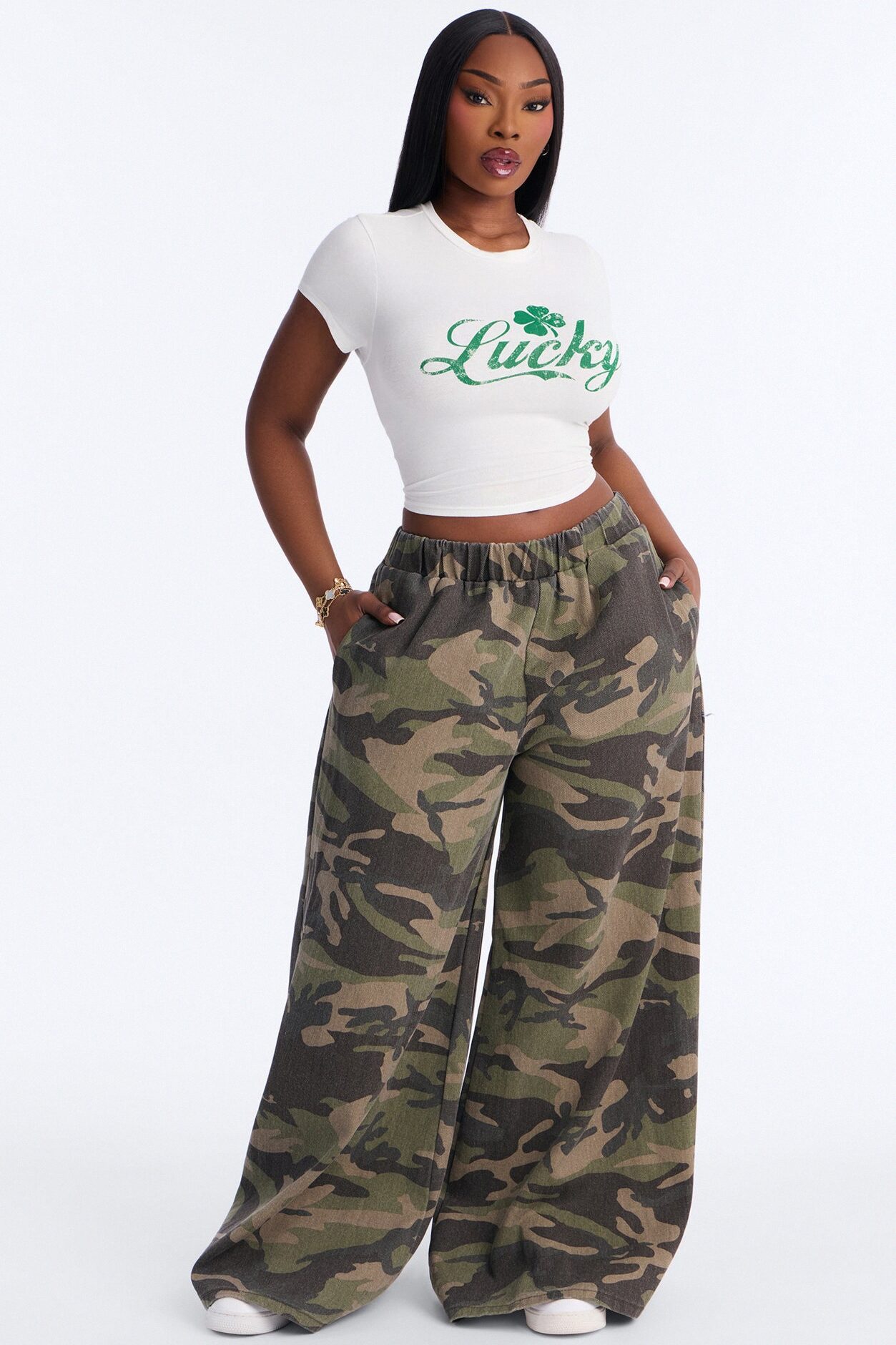 Lucky Girl Baby Tee - White