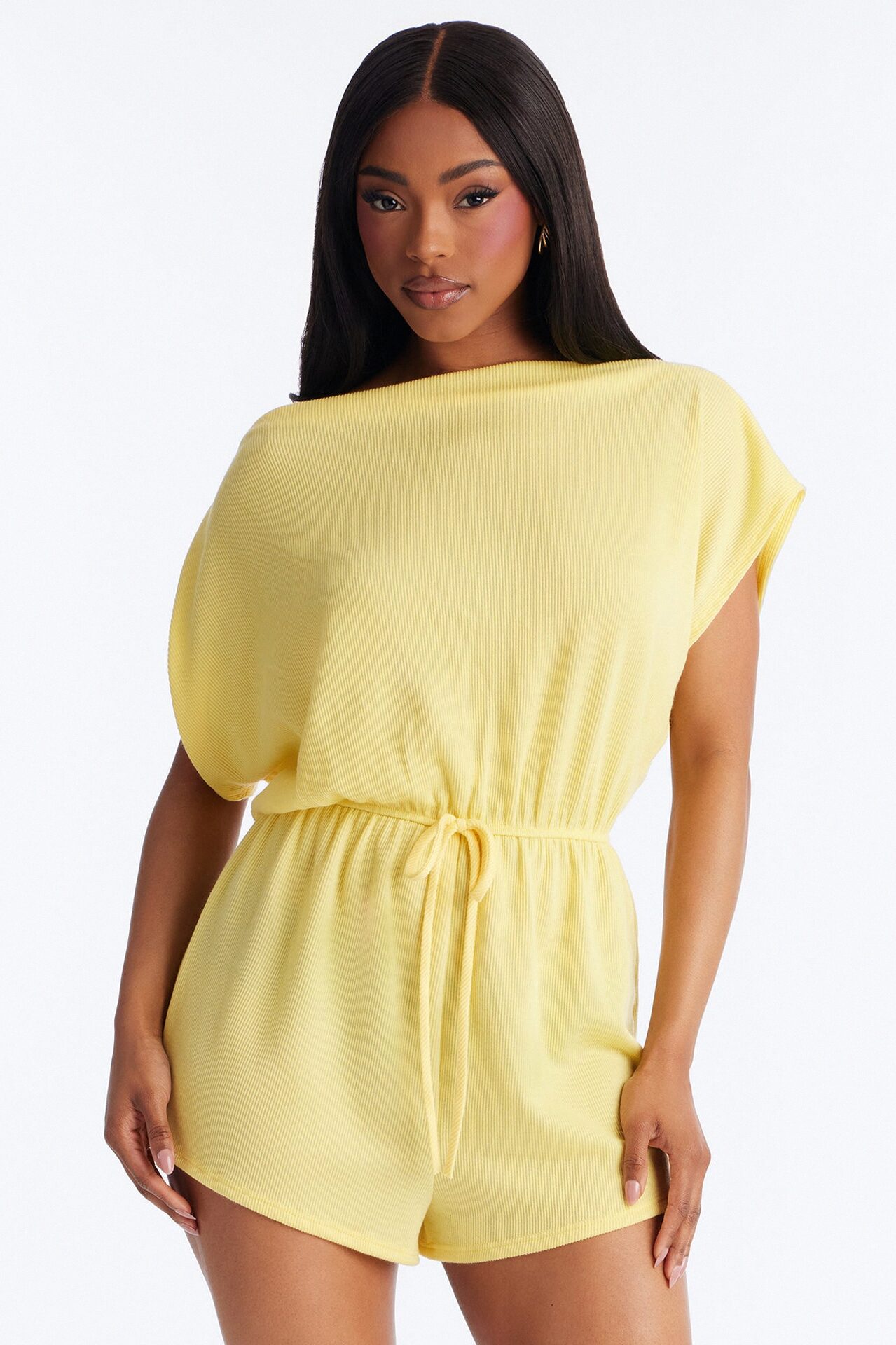 Easy Does It Ribbed Romper - Yellow
