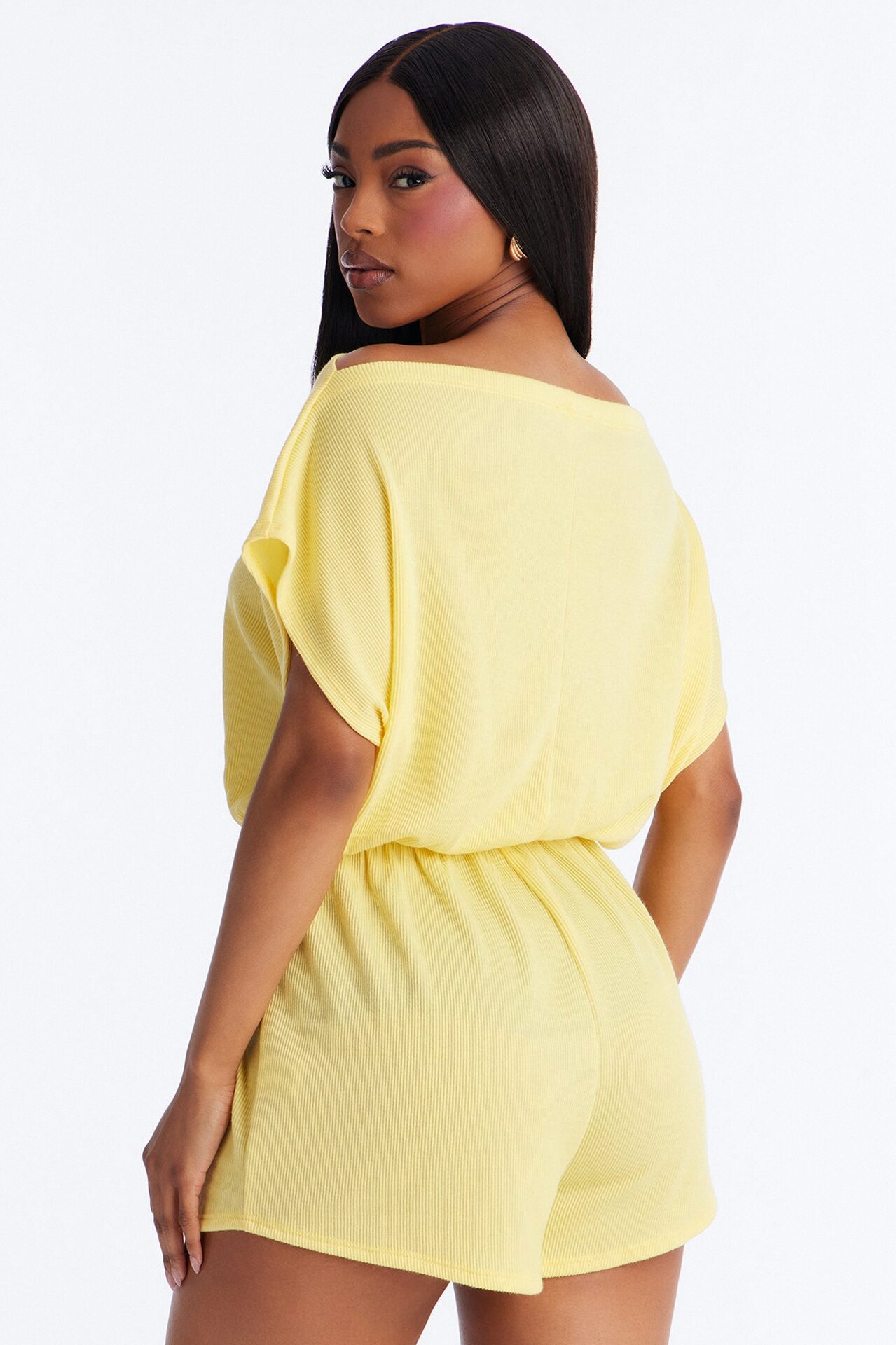 Easy Does It Ribbed Romper - Yellow