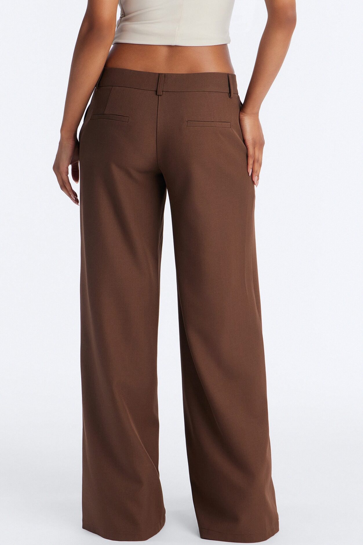 The Perfect Low Rise Wide Leg Trouser Pant 33″ - Chocolate