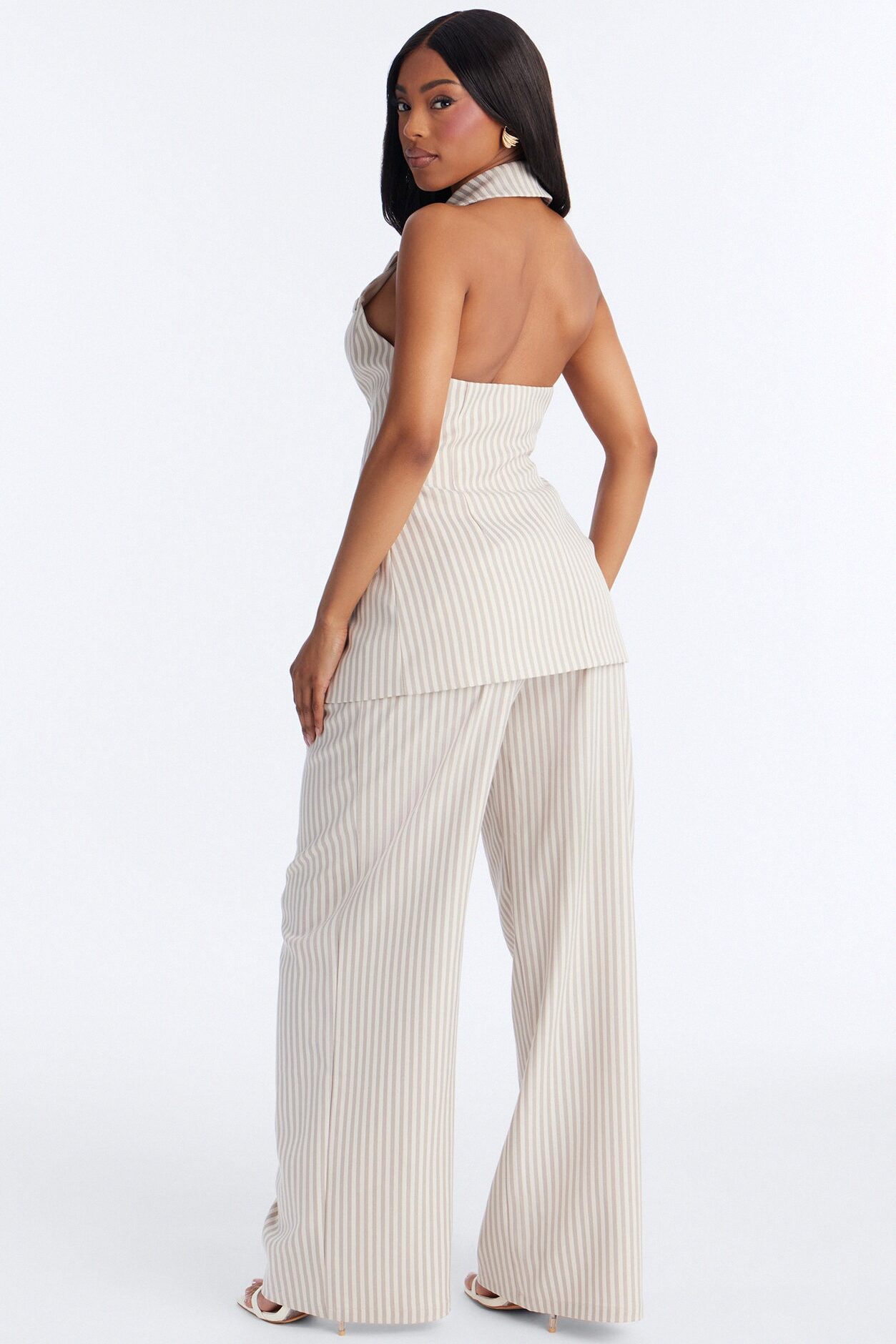 Prestige Vest Pinstripe Pant Set - Beige