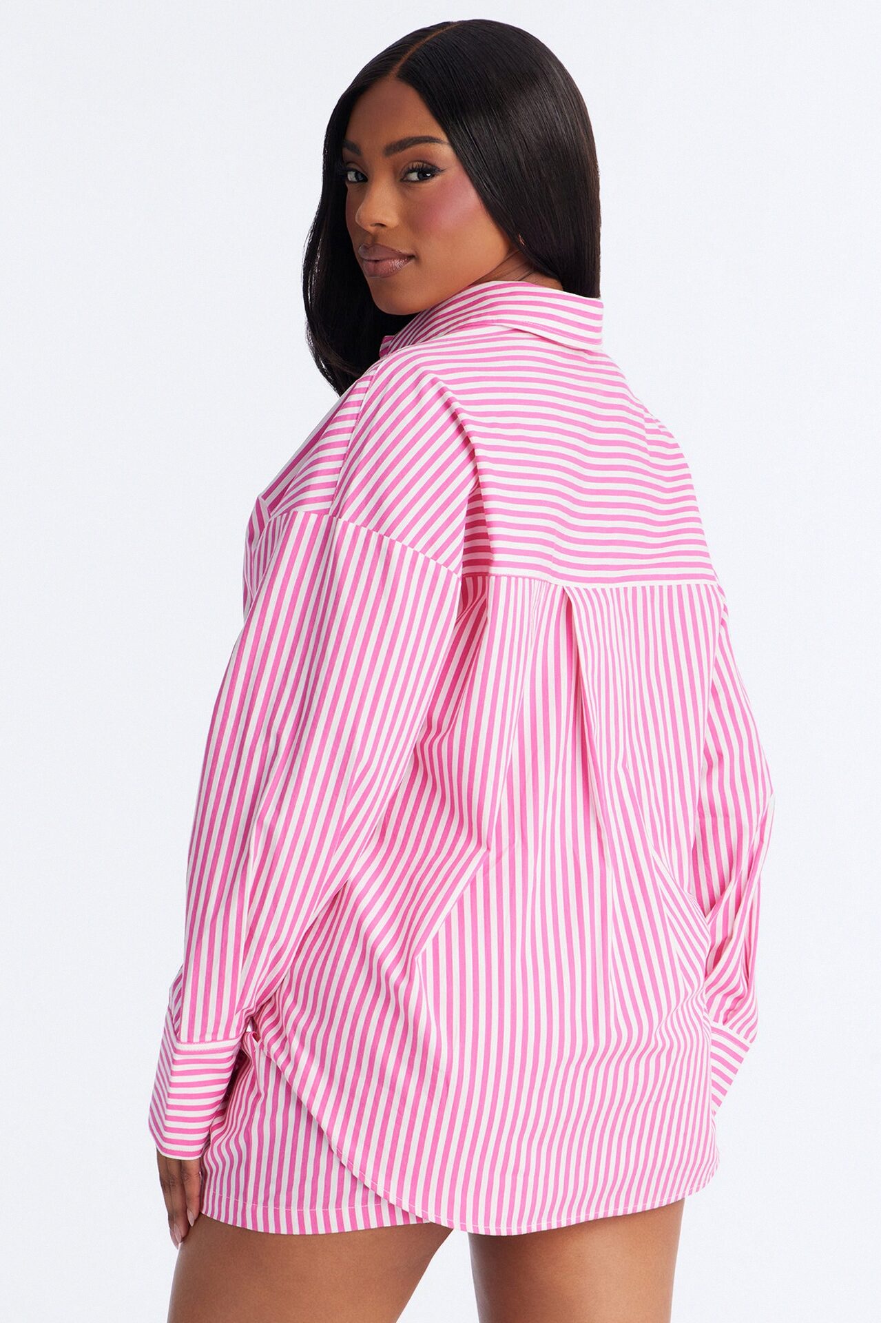 Callie Pinstripe Short Set - Pink