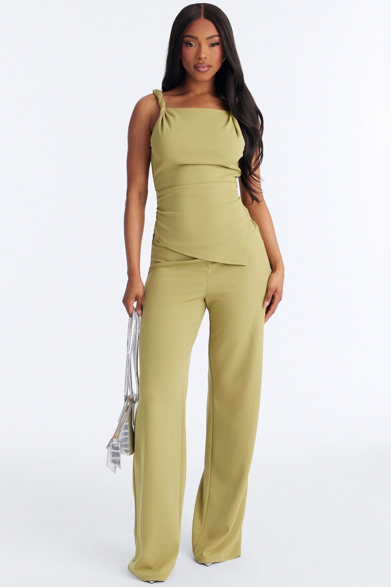 Strong Feelings Asymmetrical Pant Set - Green