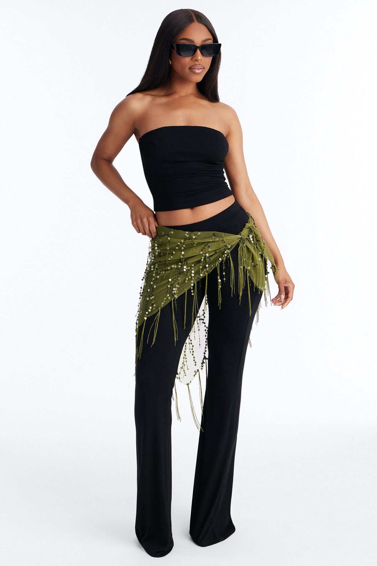 Avery Embellished 3 Piece Pant Set - Black