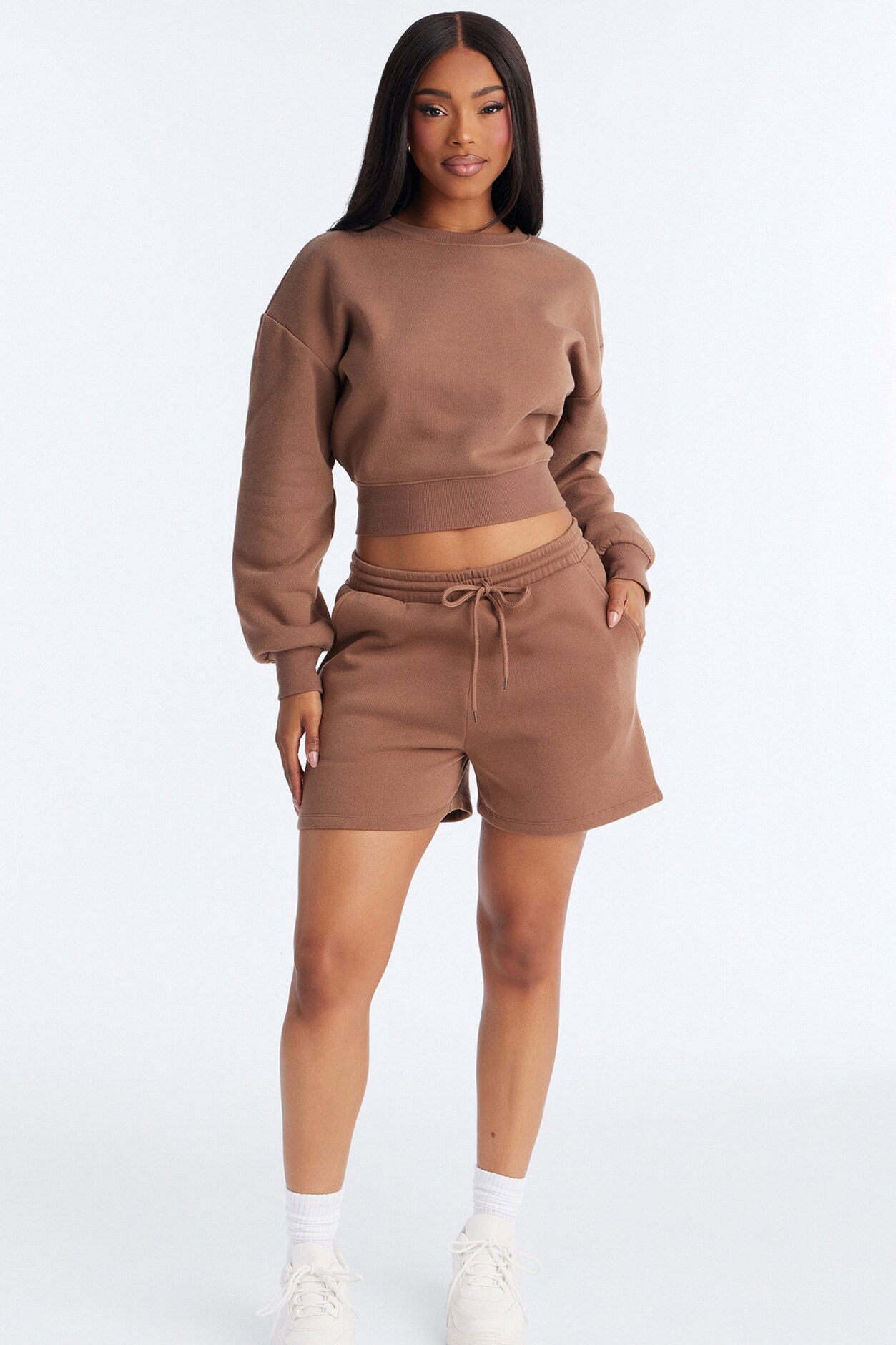 Jennifer Fleece Lounge Sweatshort - Mocha
