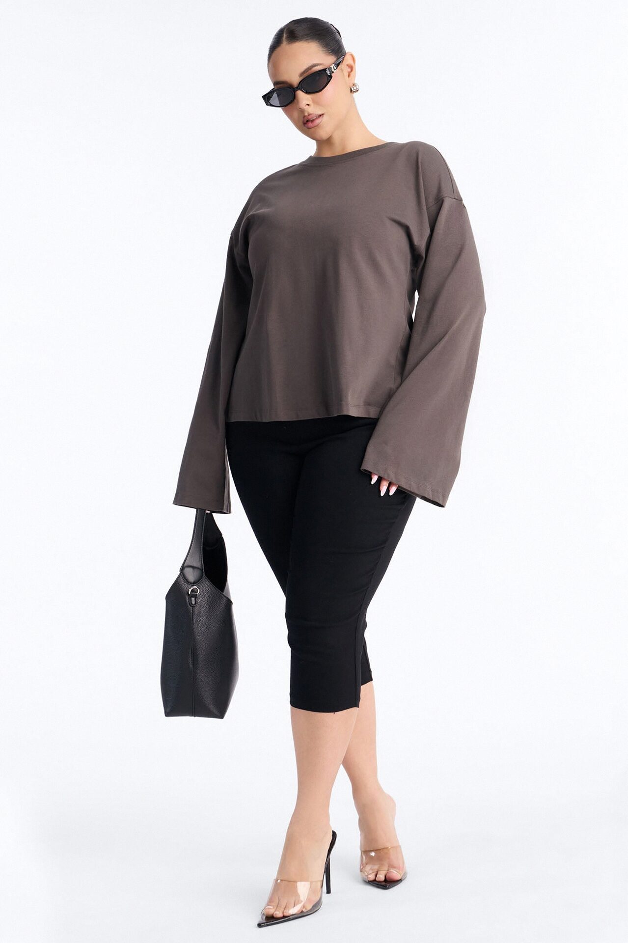 Jayden Fitted Shirt Long Sleeve T-Shirt - Charcoal