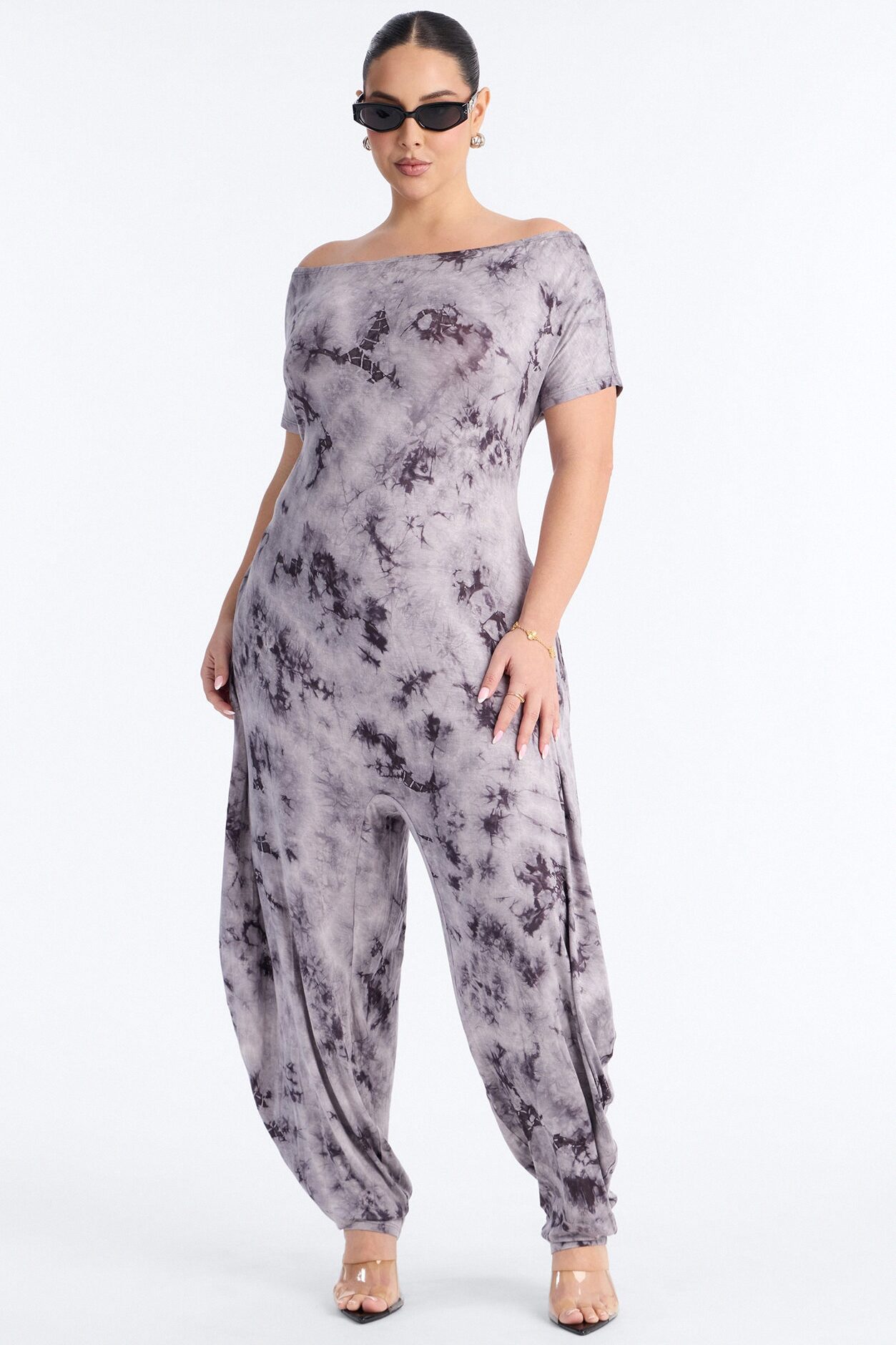 Slow Sunday Tie-Dye Balloon Jumpsuit - Charcoal
