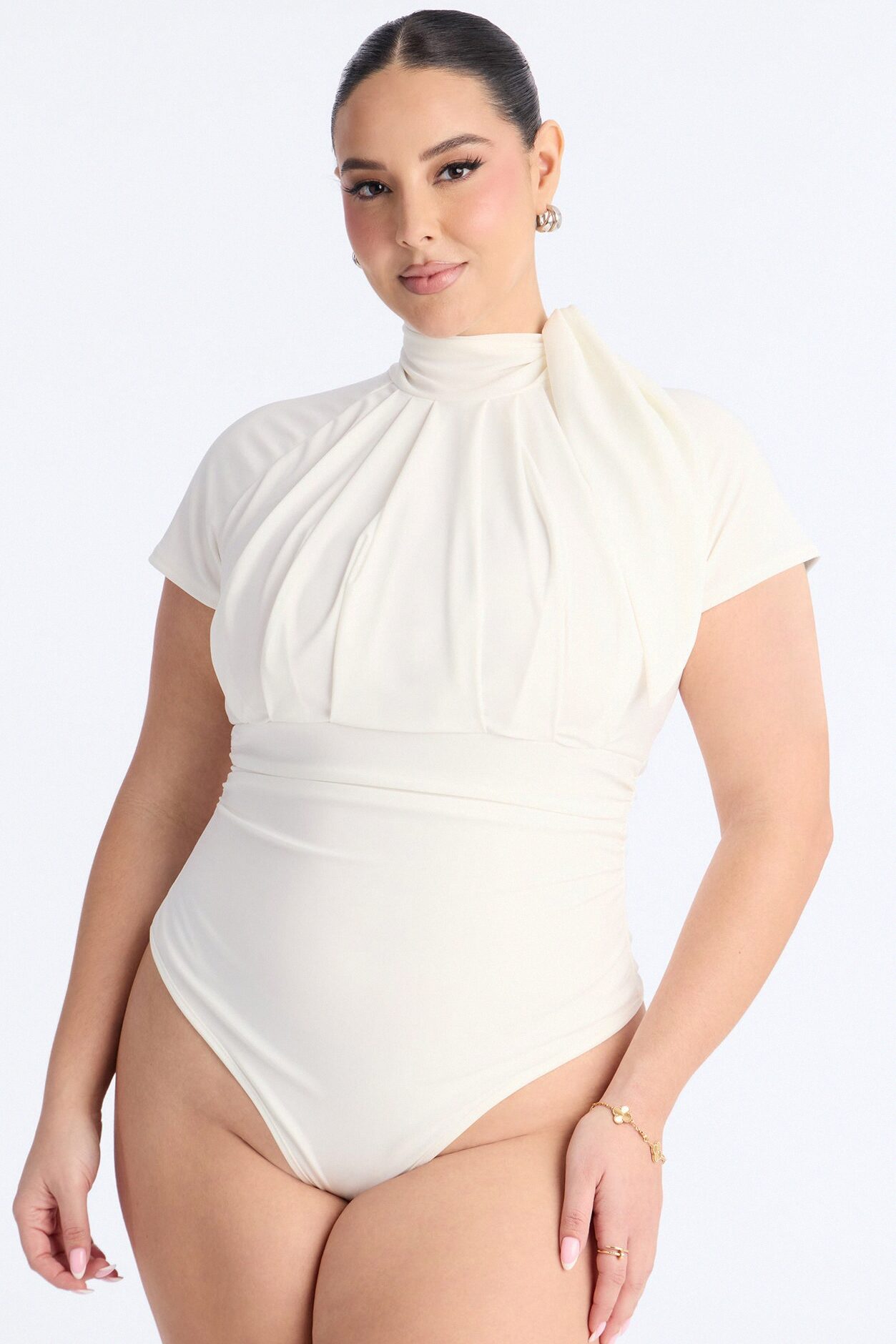 City Dreams Tie Neck Bodysuit - White