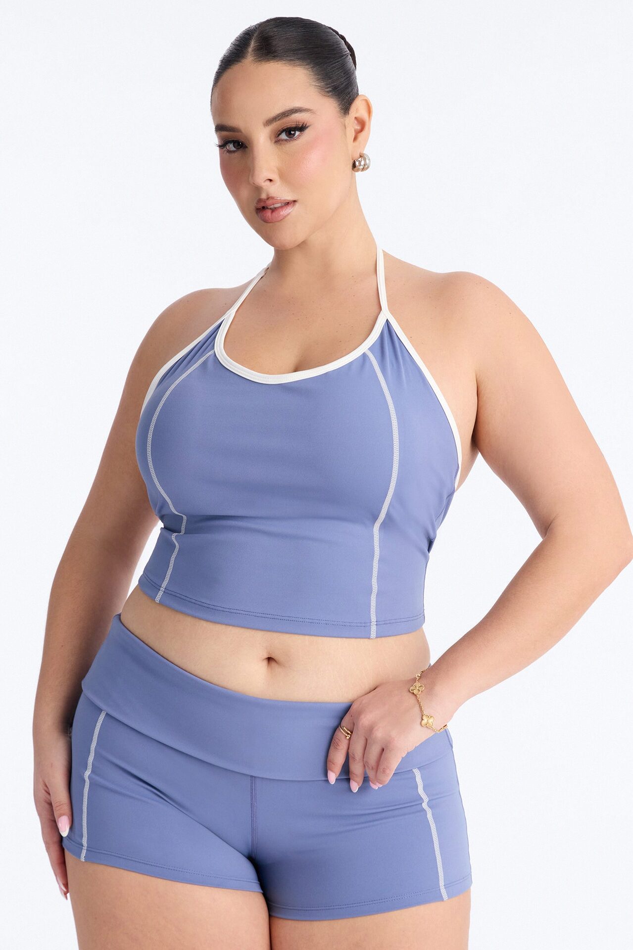 Sunday Errands Biker Short Set - Slate Blue