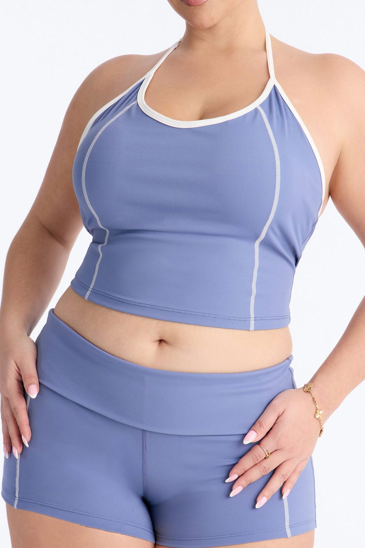 Sunday Errands Biker Short Set - Slate Blue