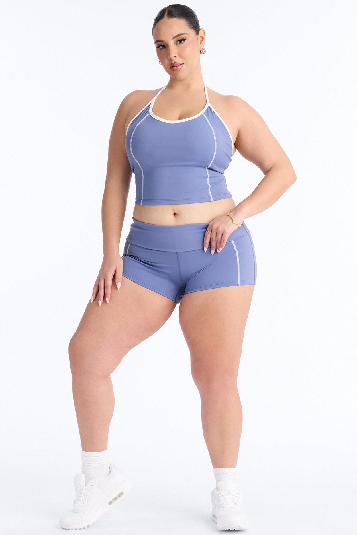 Sunday Errands Biker Short Set - Slate Blue