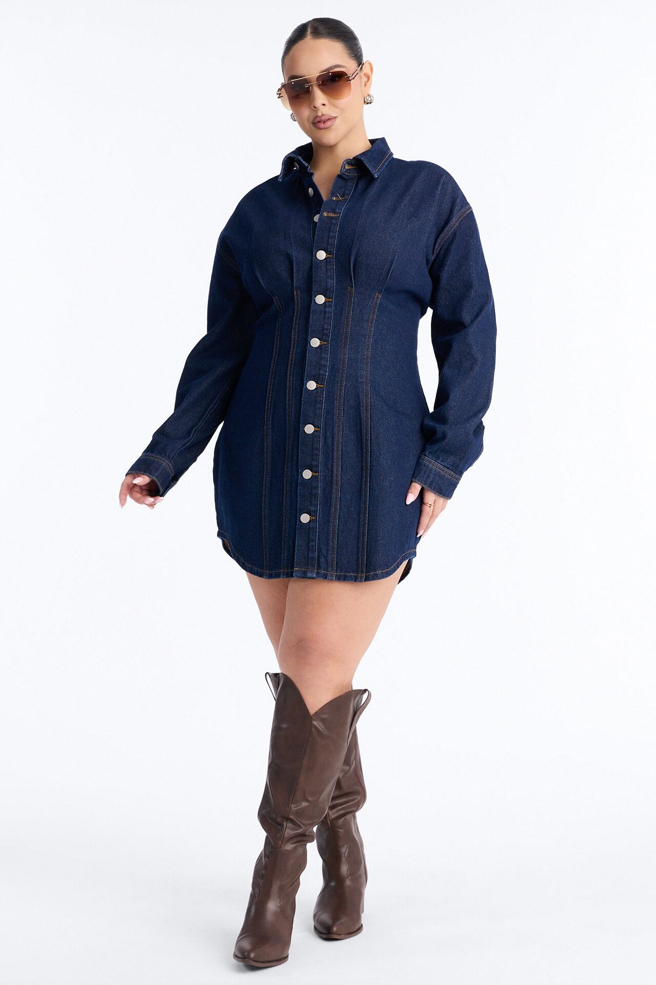 Alessandra Denim Mini Dress - Dark Wash