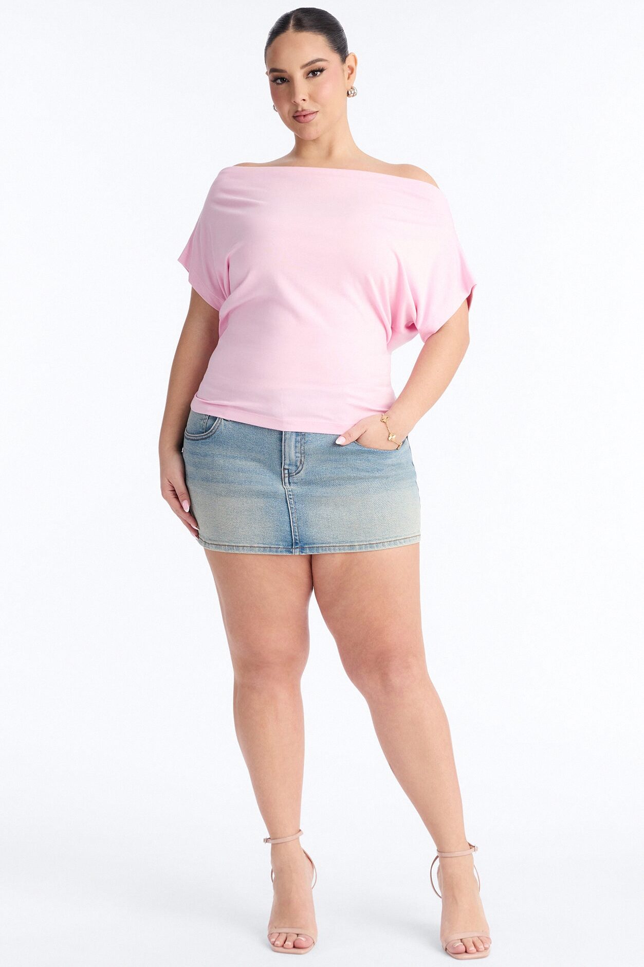 Eva Effortless One Shoulder Top - Pink