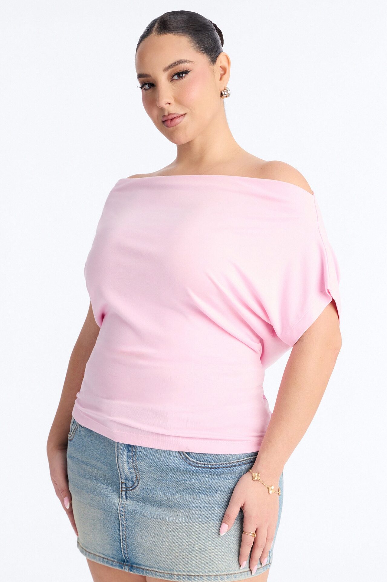 Eva Effortless One Shoulder Top - Pink
