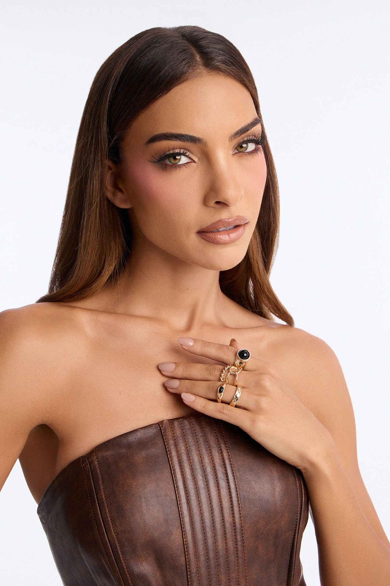 Zahara Moon 5 Piece Ring Set - Gold/Black