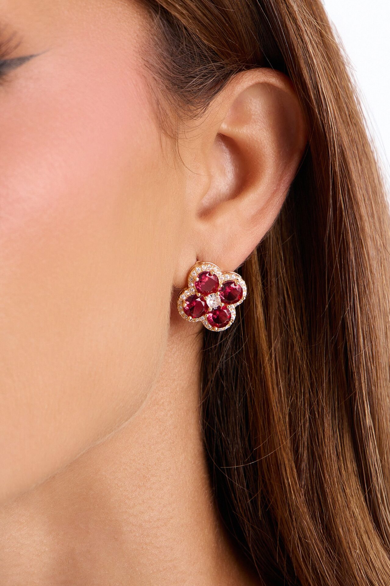 Soft Clover Earrings - Gold/Pink