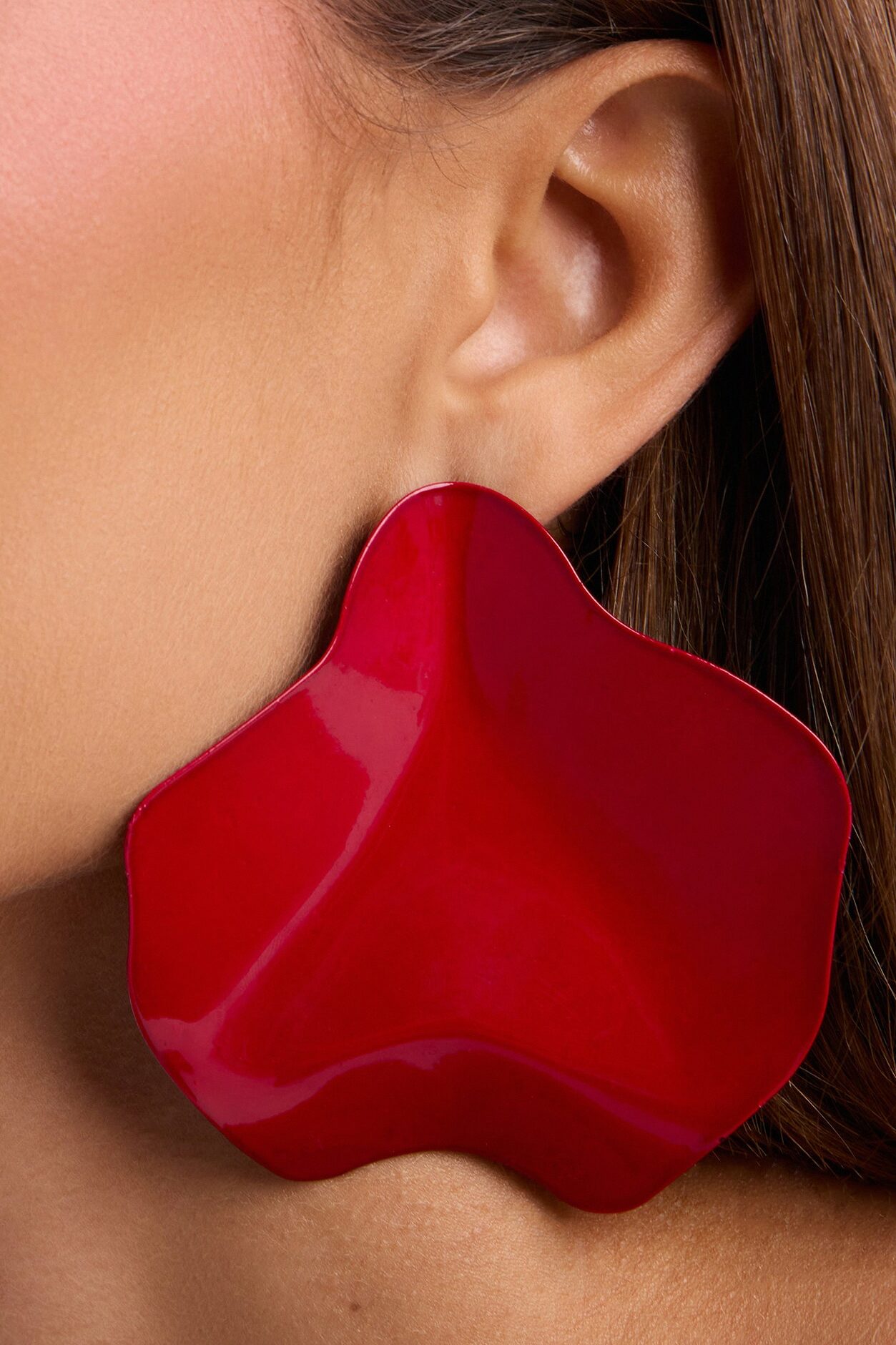 Rose Petal Drop Earrings - Red