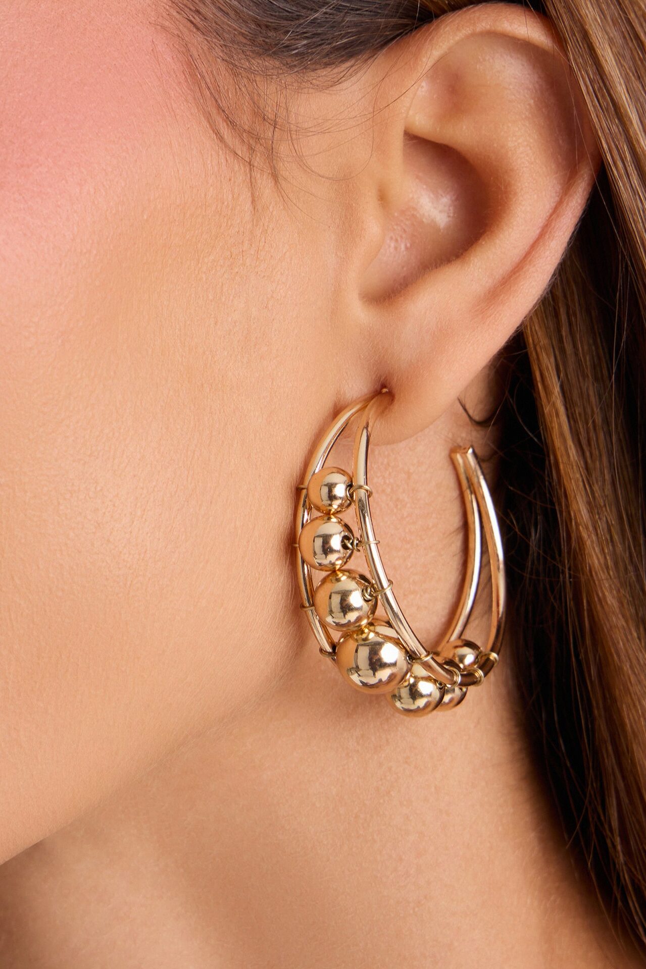 Keep It Beaded Hoop Earrings - Gold