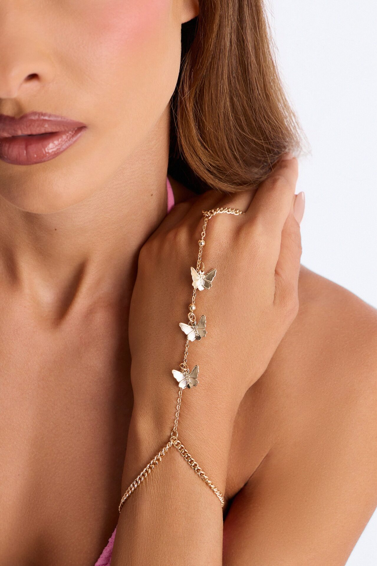 Butterflies Are Free Hand Chain - Gold