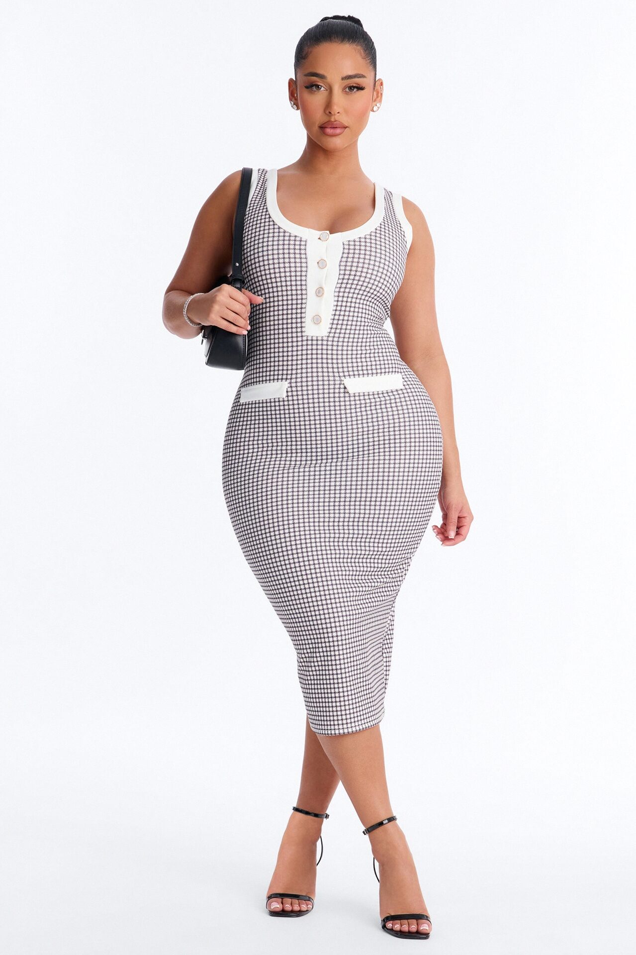 Wynne Printed Midi Dress - White/Black