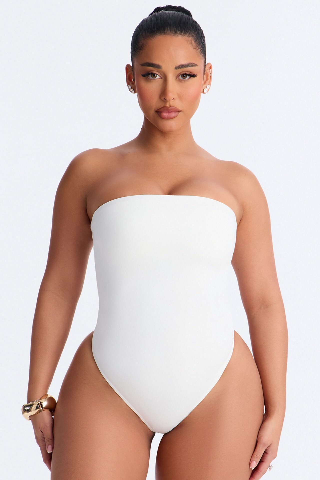 Daisy Double Layer Tube Top Bodysuit - Off White