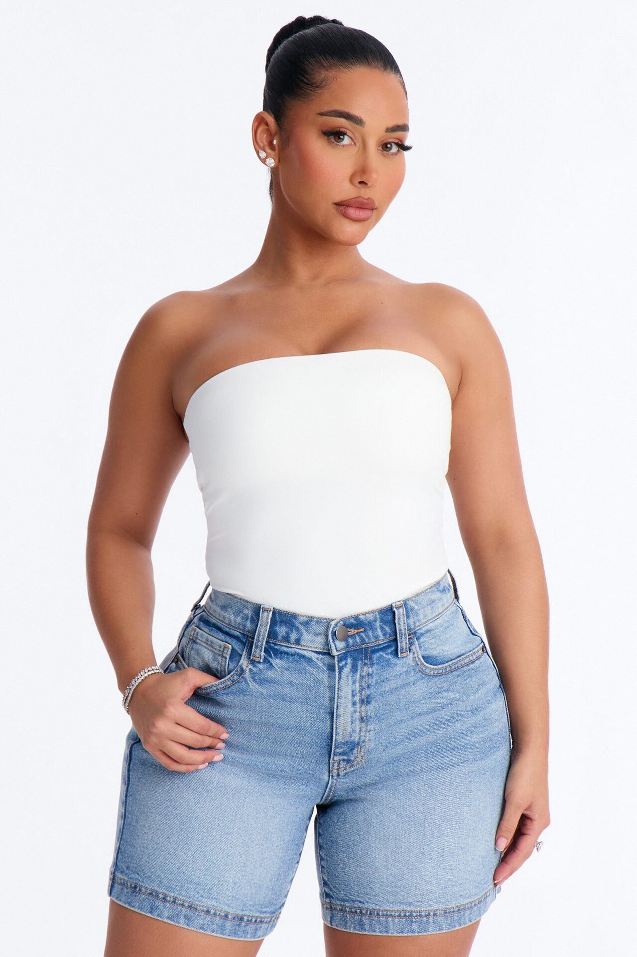 Daisy Double Layer Tube Top Bodysuit - Off White