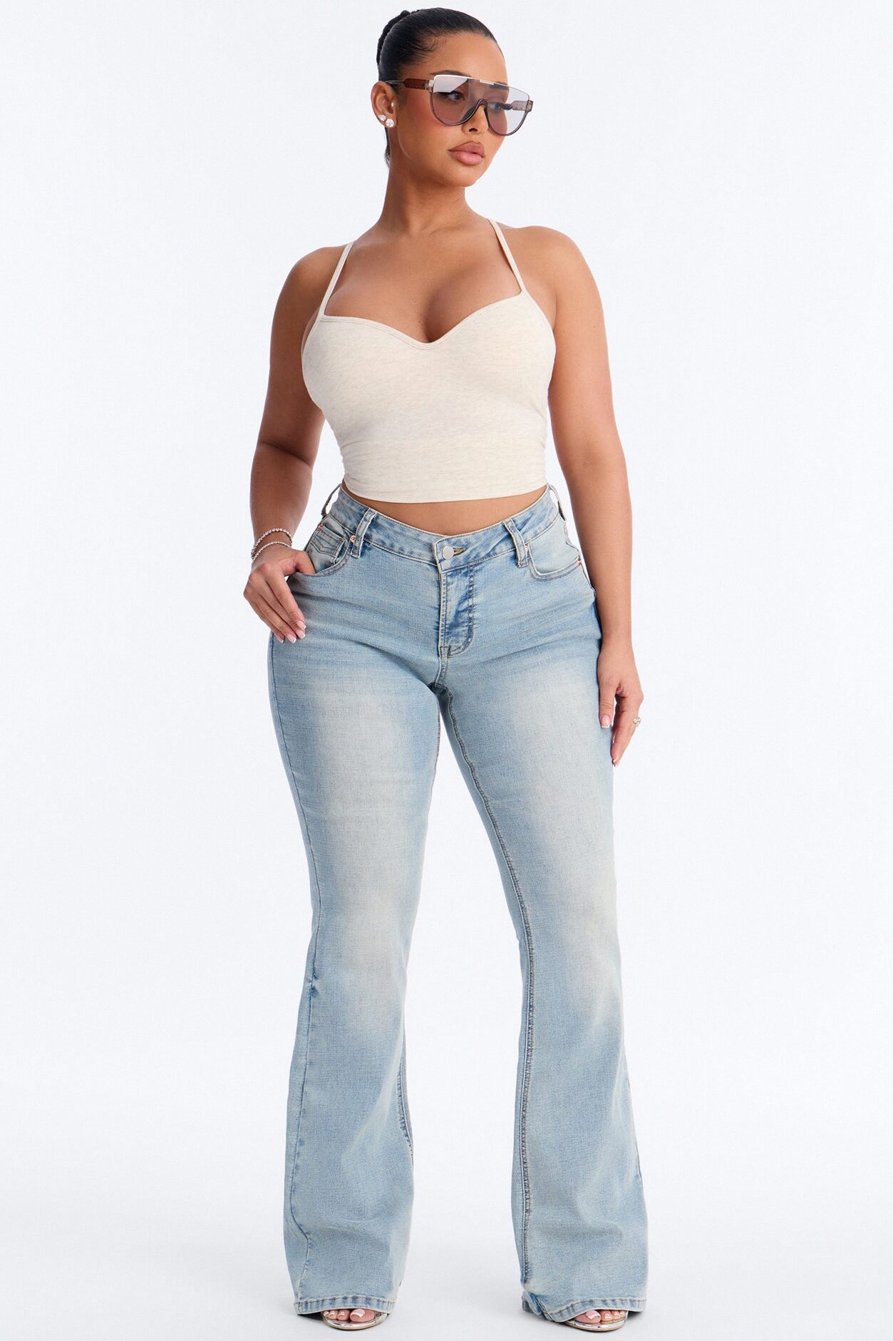 Broke The Code Compression Stretch Bootcut Jeans - Vintage Wash