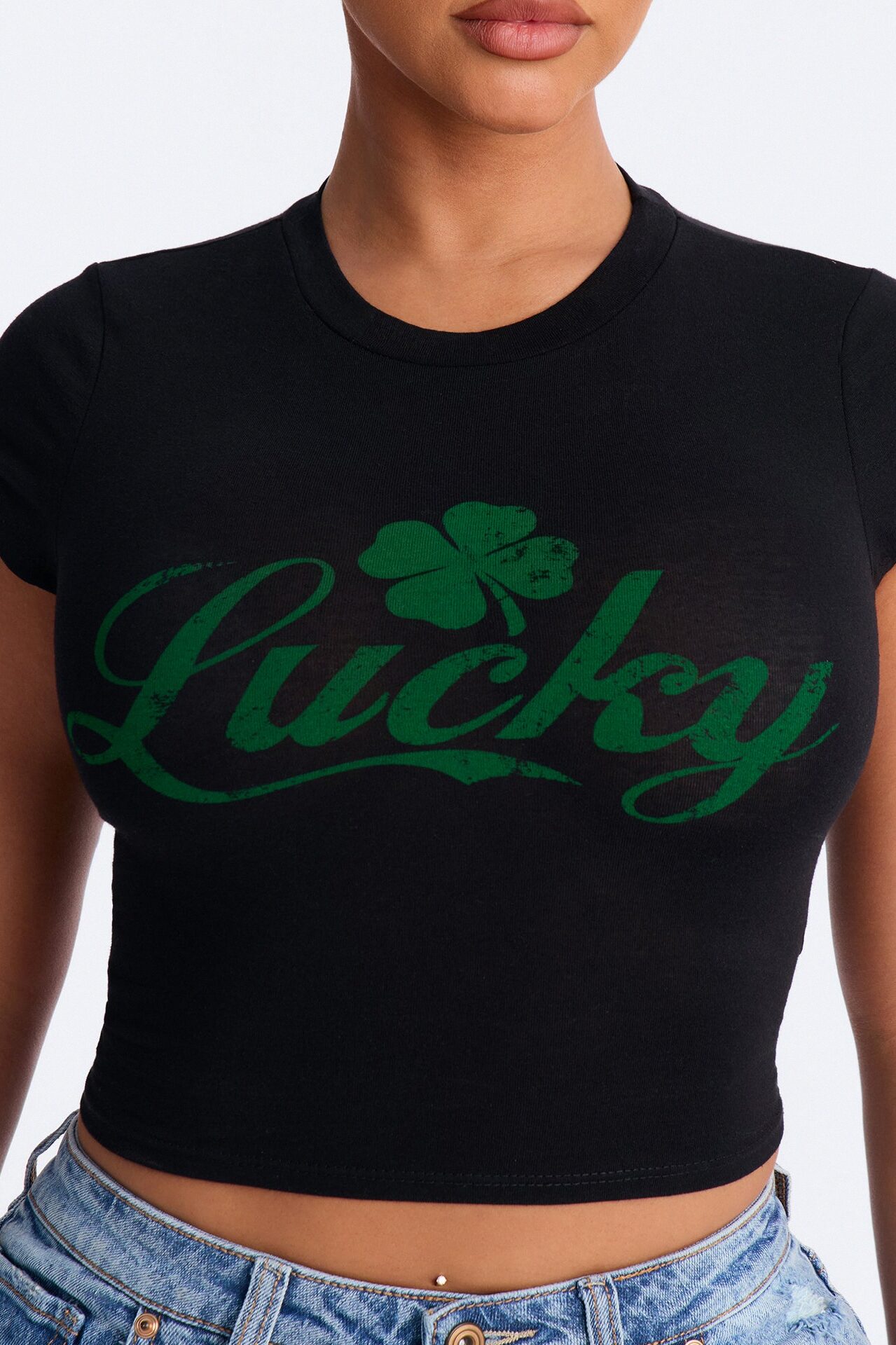 Lucky Girl Baby Tee - Black