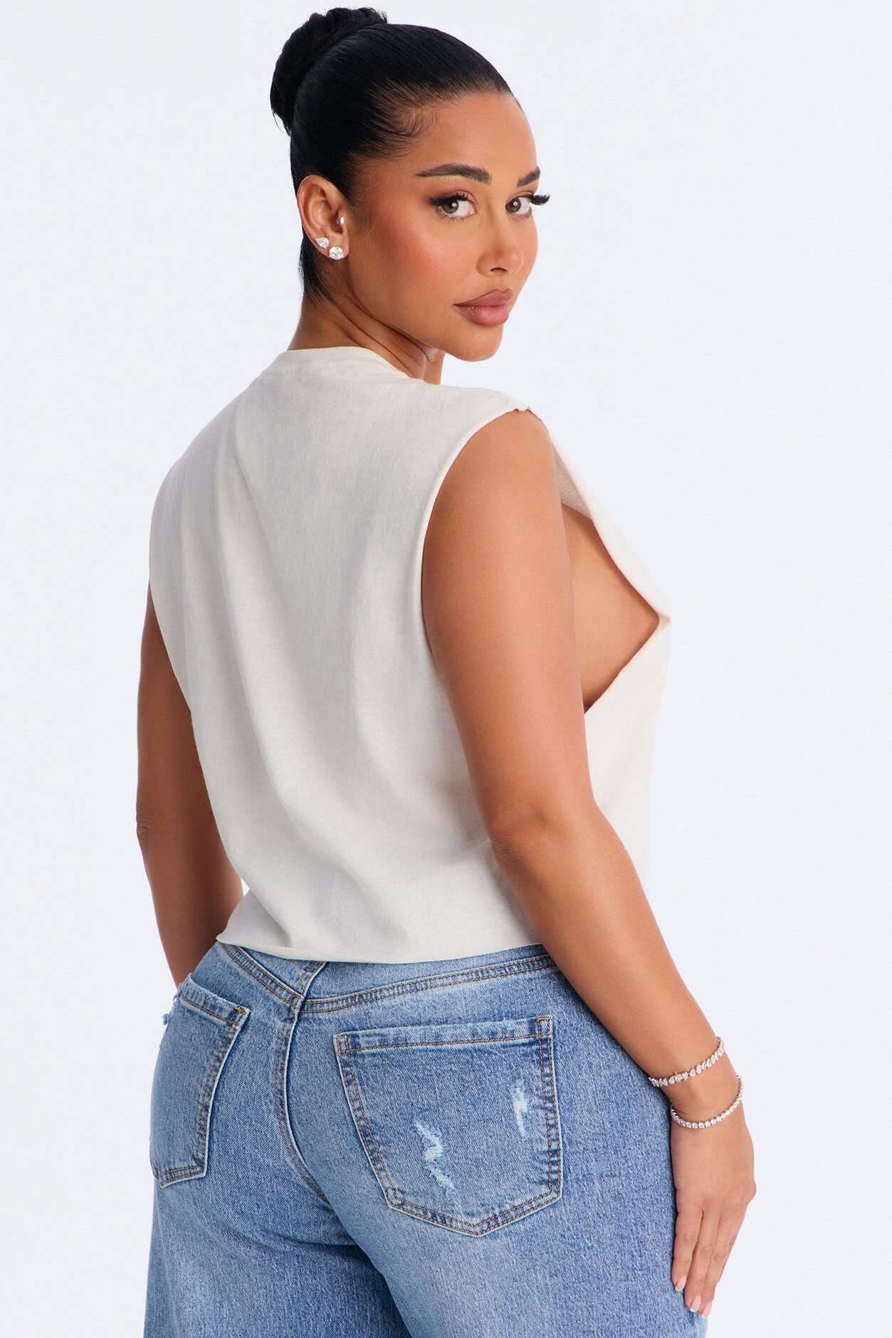 Femme Power Cropped Muscle Tank - Cream